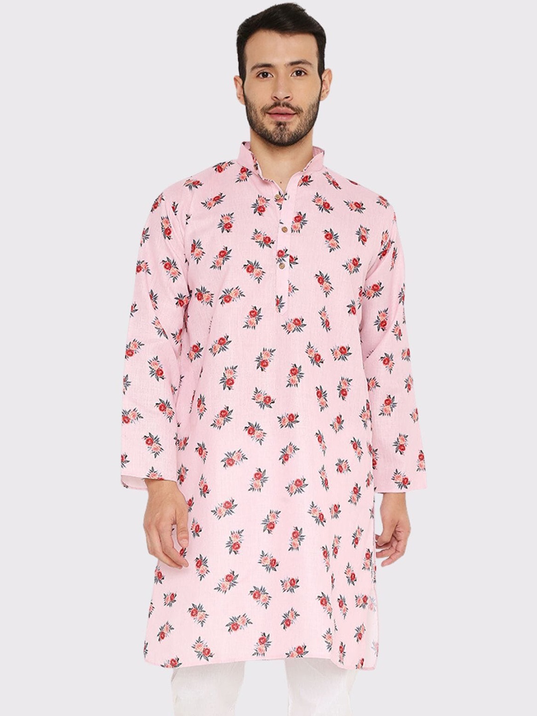 Maharaja Floral Printed Mandarin Collar Linen Cotton Straight Kurta, Pink
Maharaja Floral Printed Mandarin Collar Linen Cotton Straight Kurta, Pink