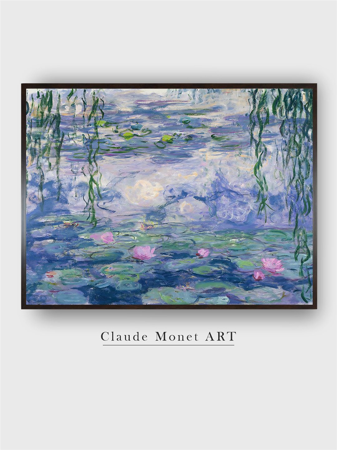 The Art House Blue & Green Water Lilies Wooden Painting Wall Art