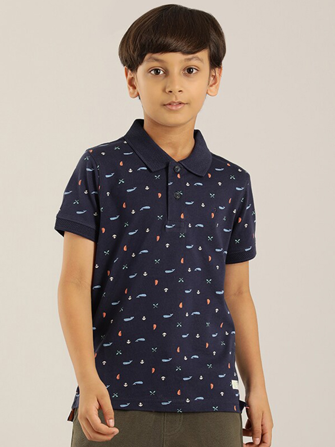 Indian Terrain Boys Conversational Printed Polo Collar Pure Cotton T-Shirt, Navy blue
Indian Terrain Boys Conversational Printed Polo Collar Pure Cotton T-Shirt, Navy blue