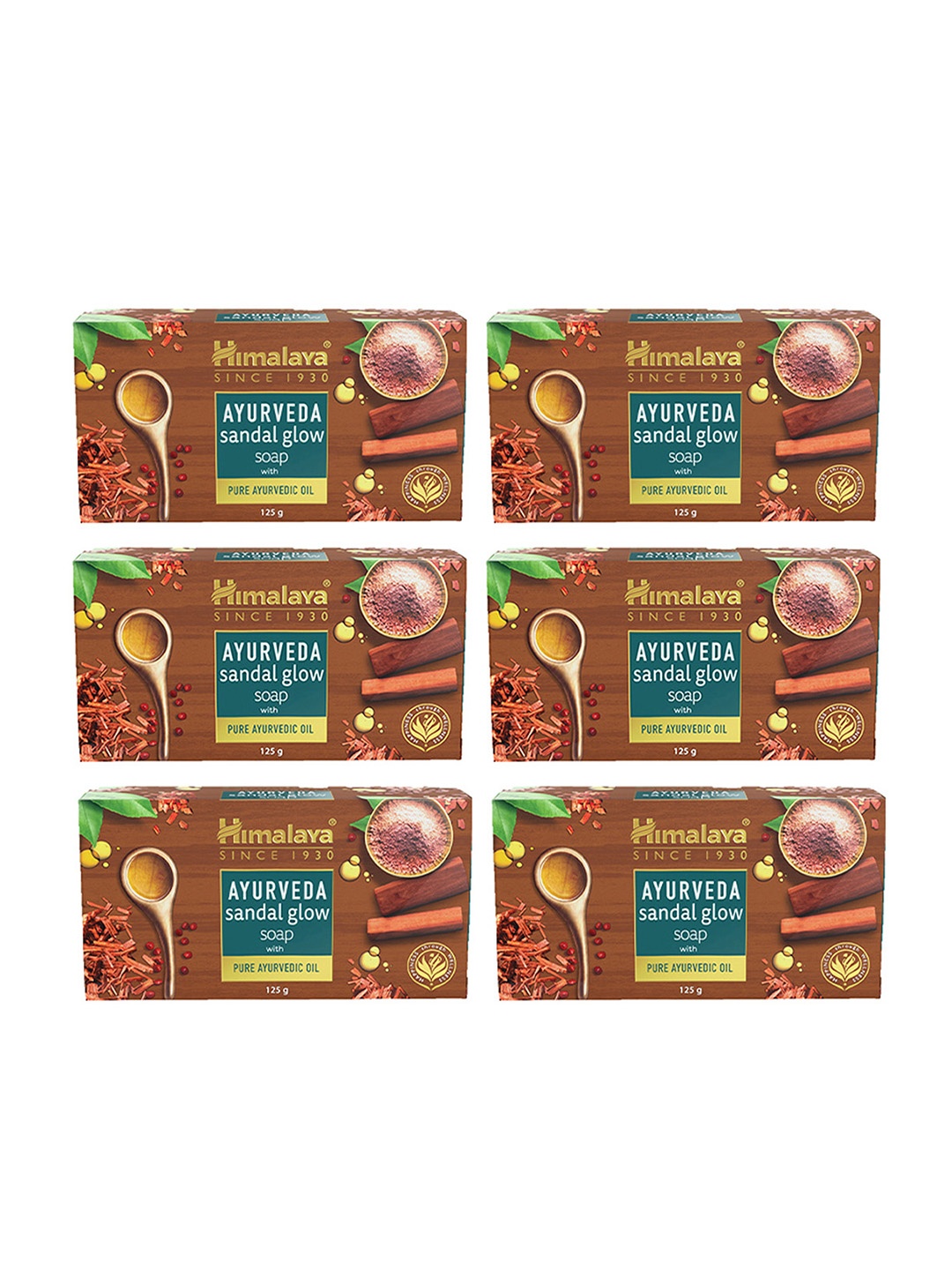 Himalaya Set of 6 Ayurveda Sandal Glow Soap with Pure Ayurvedic Oil - 125g each, Brown
Himalaya Set of 6 Ayurveda Sandal Glow Soap with Pure Ayurvedic Oil - 125g each, Brown