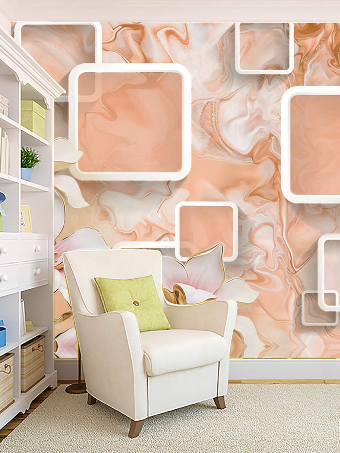 KSHIRSA White &Pink Floral Self Adhesive Waterproof Removable Wall Stickers, Peach
KSHIRSA White &Pink Floral Self Adhesive Waterproof Removable Wall Stickers, Peach