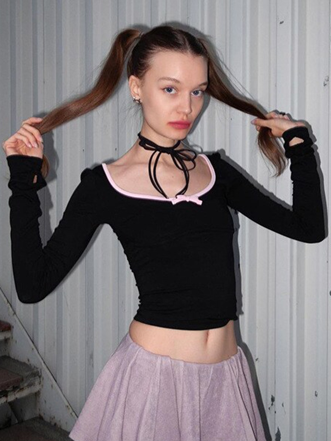 StyleCast Black Fitted Crop Top