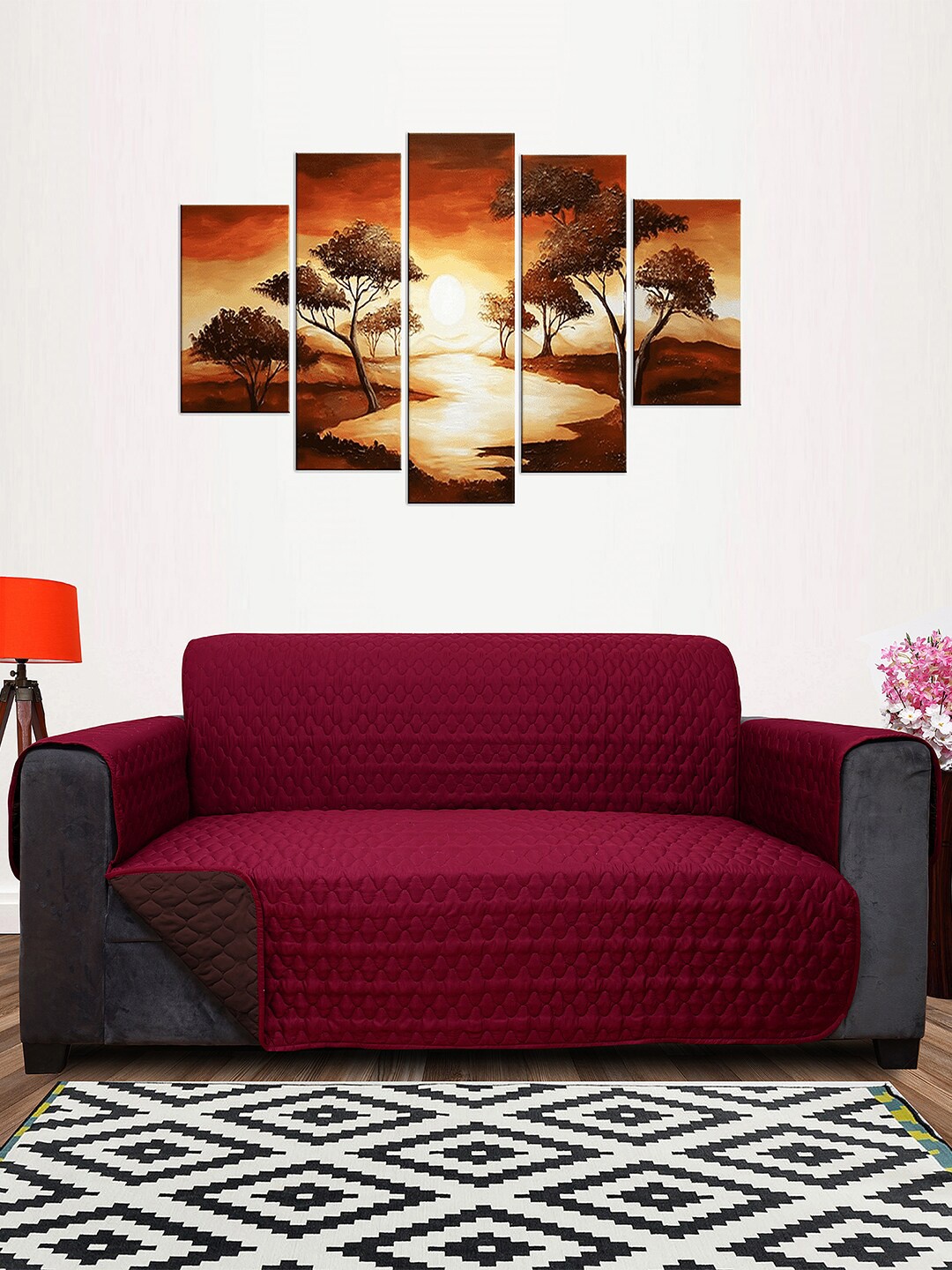 DREAM CARE Coffee Brown & Maroon Quilted Reversible 3 Seater Sofa Cover With Pockets
DREAM CARE Coffee Brown & Maroon Quilted Reversible 3 Seater Sofa Cover With Pockets