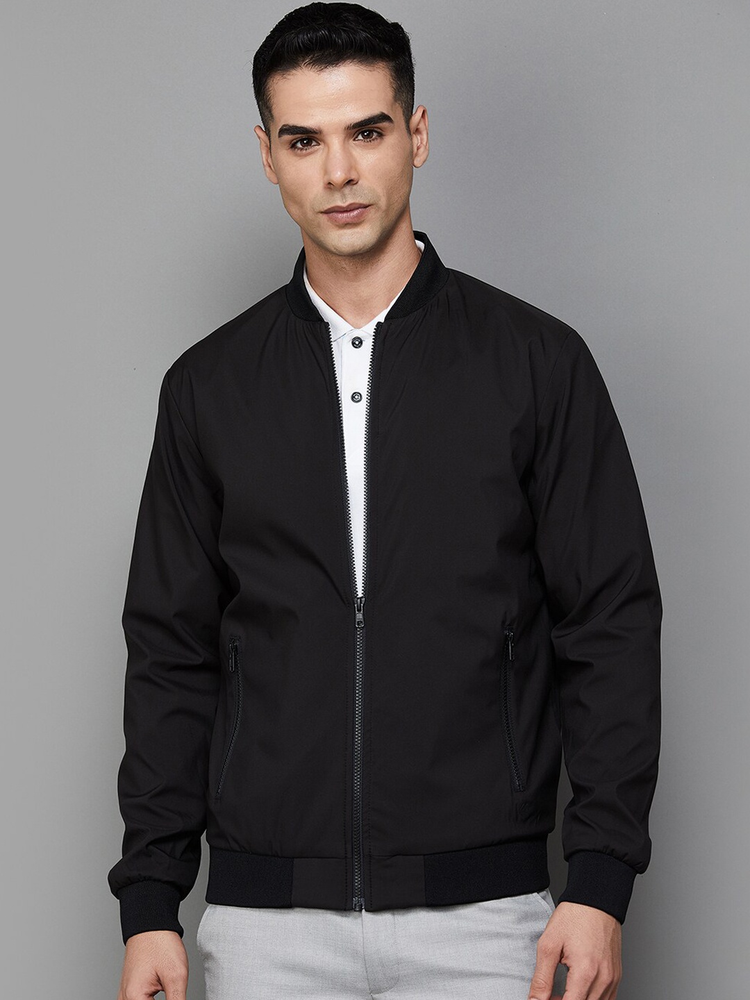 CODE by Lifestyle Mandarin Collar Bomber Jacket, Black