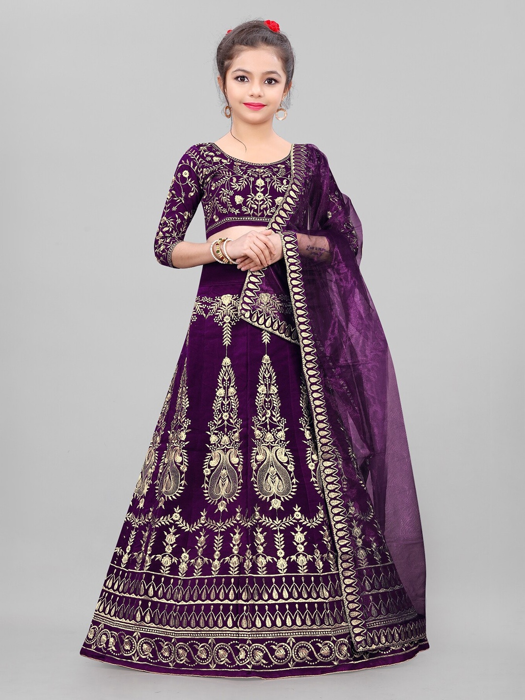 BAESD Girls Embroidered Silk Semi-Stitched Lehenga & Unstitched Blouse With Dupatta, Purple
BAESD Girls Embroidered Silk Semi-Stitched Lehenga & Unstitched Blouse With Dupatta, Purple