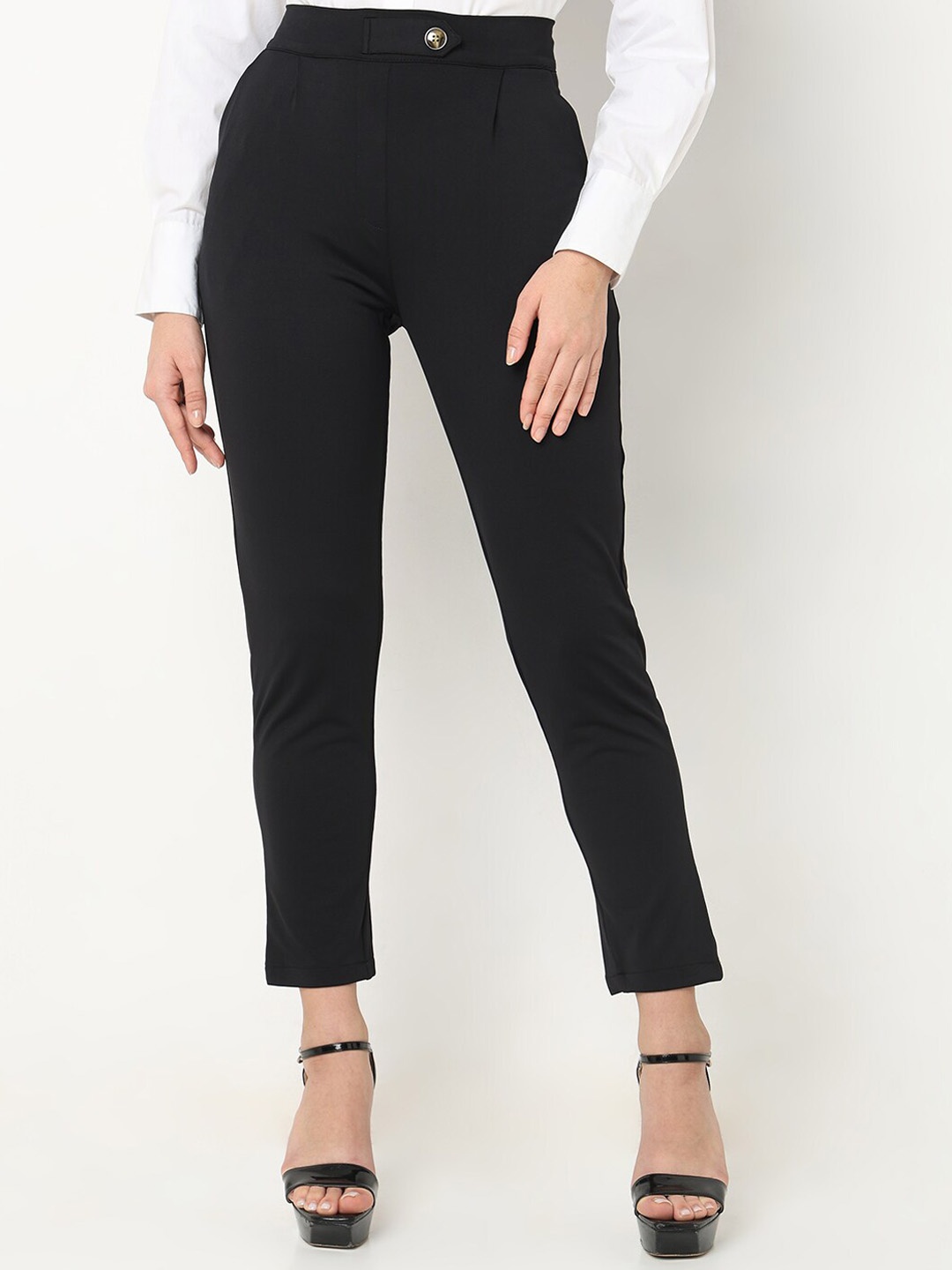 Smarty Pants Women Sharp Skinny Fit High-Rise Lint Free Cotton Formal Trousers, Black
Smarty Pants Women Sharp Skinny Fit High-Rise Lint Free Cotton Formal Trousers, Black
