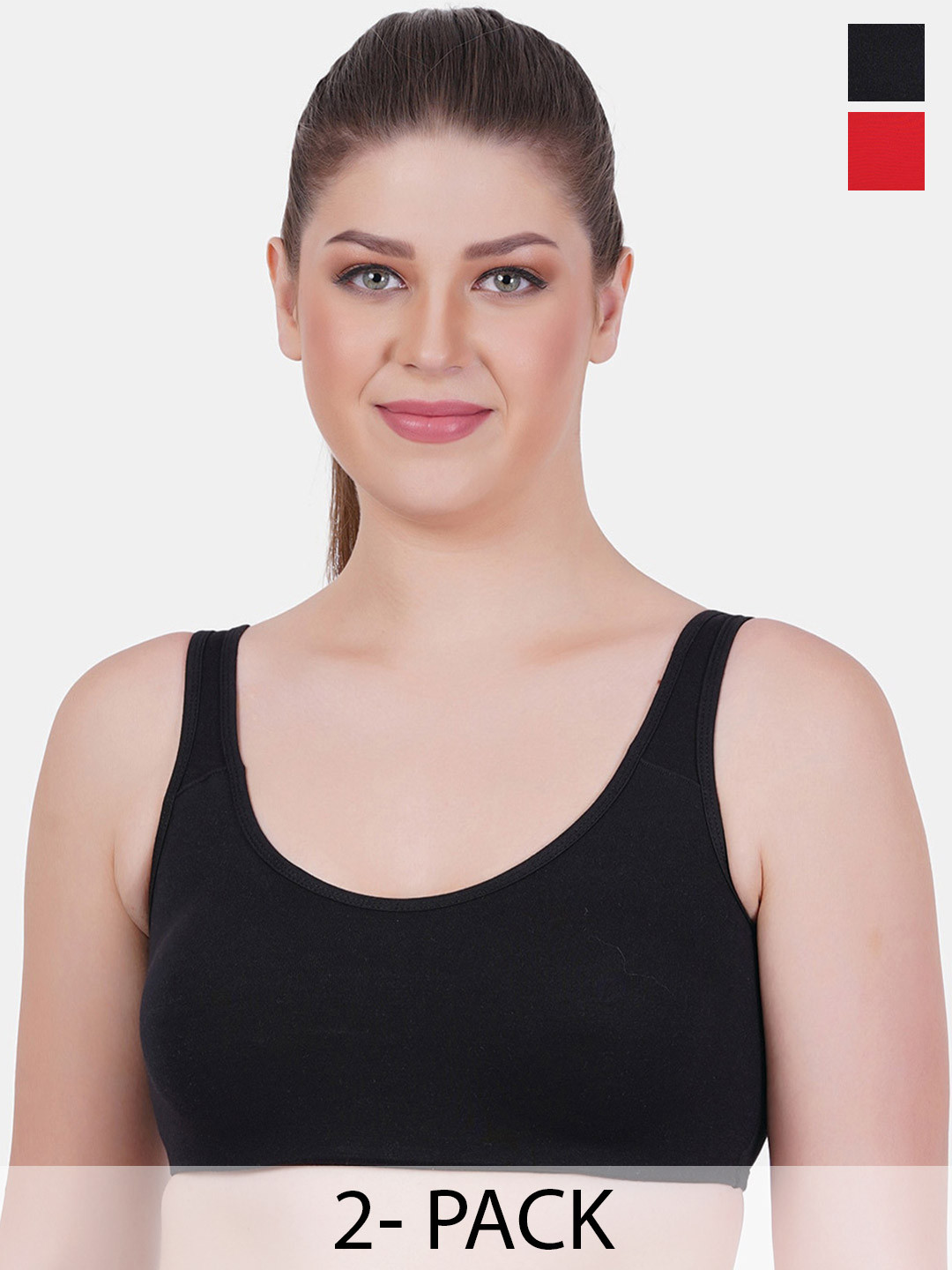 Reveira Pack Of 2 Medium Coverage Non Padded Seamless Workout Bra - All Day Comfort, Black
Reveira Pack Of 2 Medium Coverage Non Padded Seamless Workout Bra - All Day Comfort, Black