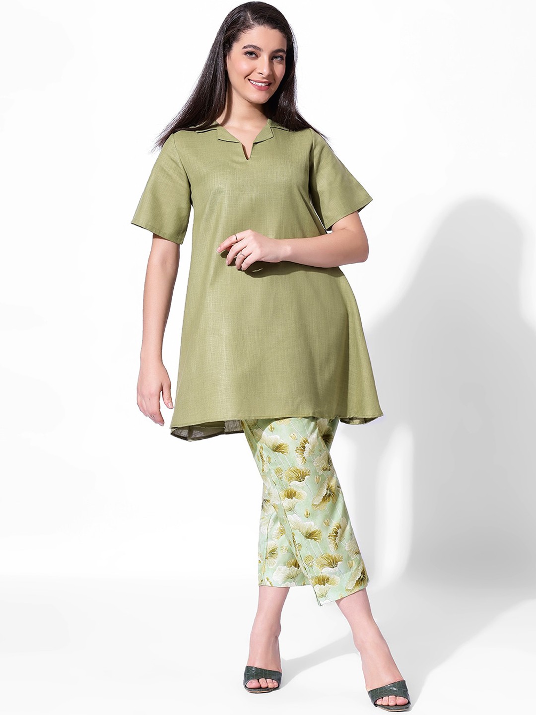 K&U The Saffron Saga Sage Serenity Pure Cotton A-Line Kurta With Trouser, Green
K&U The Saffron Saga Sage Serenity Pure Cotton A-Line Kurta With Trouser, Green