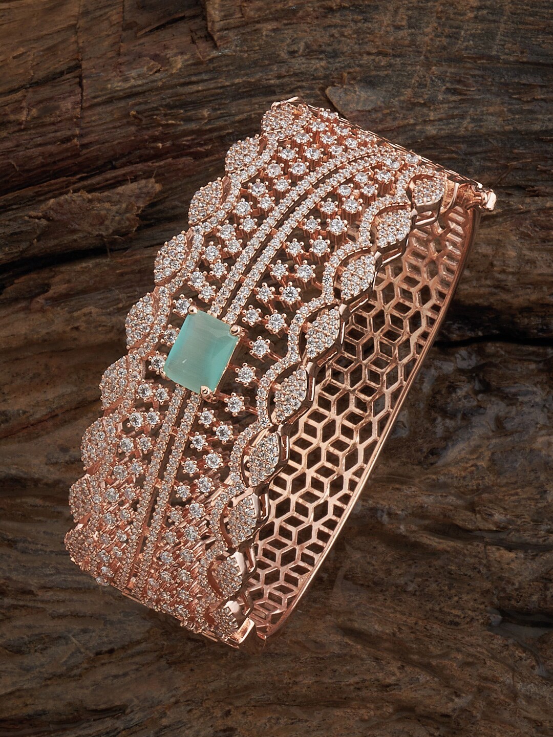 Kushal's Fashion Jewellery Rose Gold-Plated Cubic Zirconia Studded Bangle-Style Bracelet
Kushal's Fashion Jewellery Rose Gold-Plated Cubic Zirconia Studded Bangle-Style Bracelet