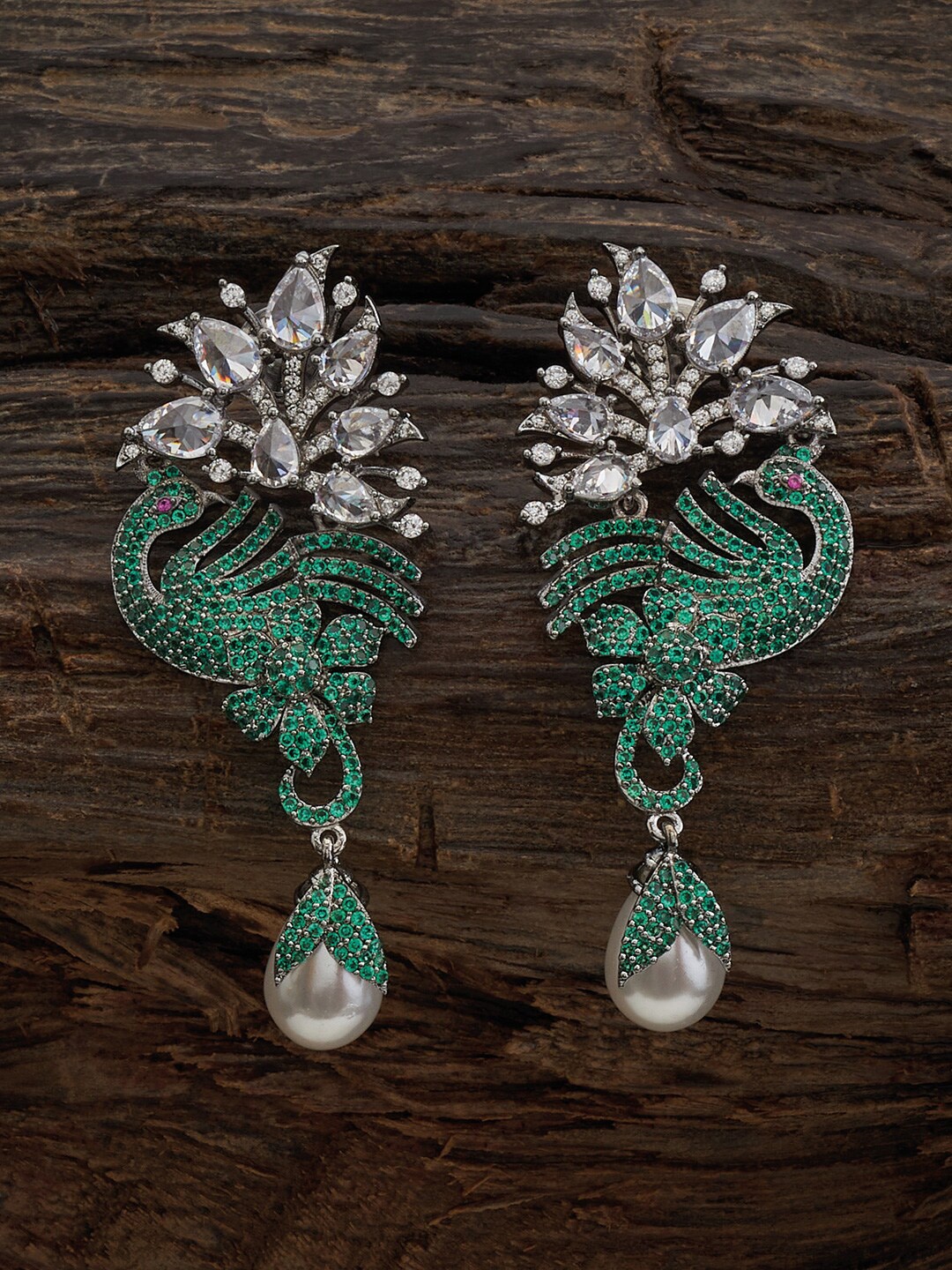 Kushal's Fashion Jewellery Rhodium-Plated Cubic Zirconia Studded Classic Drop Earrings, Green
Kushal's Fashion Jewellery Rhodium-Plated Cubic Zirconia Studded Classic Drop Earrings, Green