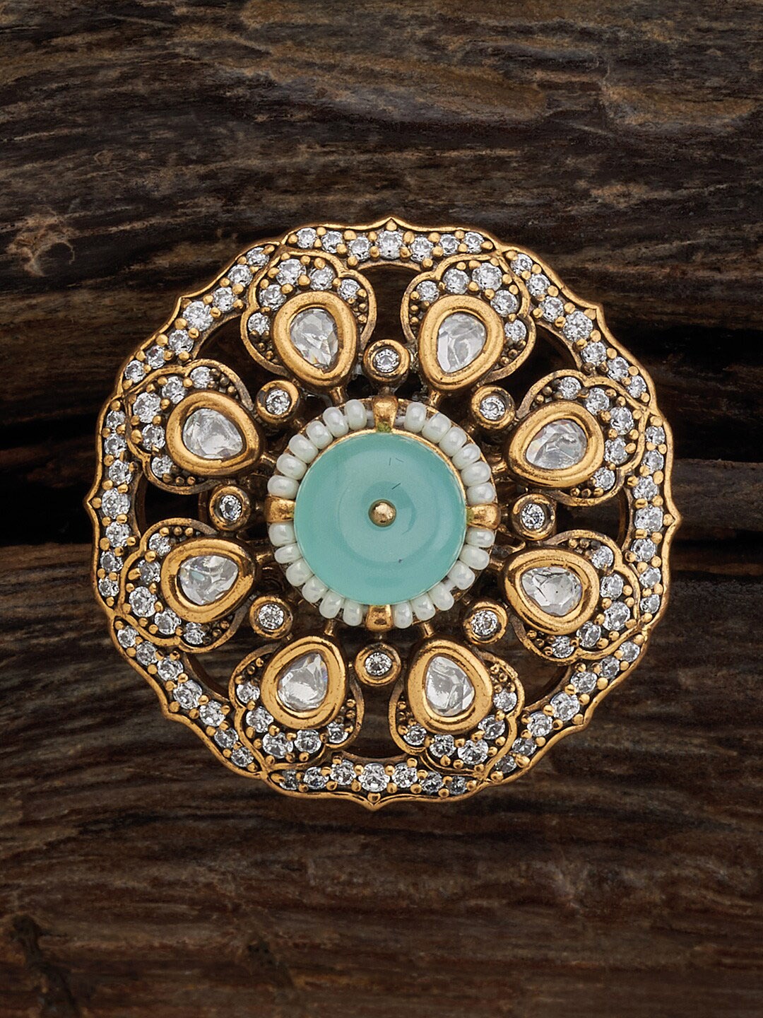 Kushal's Fashion Jewellery Kundan-Stone Studded Floral Statement Finger Ring, Gold
Kushal's Fashion Jewellery Kundan-Stone Studded Floral Statement Finger Ring, Gold