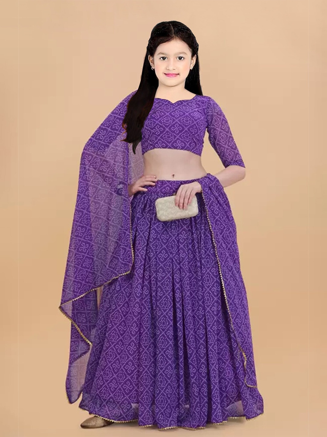 BAESD Girls Bandhani Printed Semi-Stitched Lehenga & Unstitched Blouse With Dupatta, Purple
BAESD Girls Bandhani Printed Semi-Stitched Lehenga & Unstitched Blouse With Dupatta, Purple