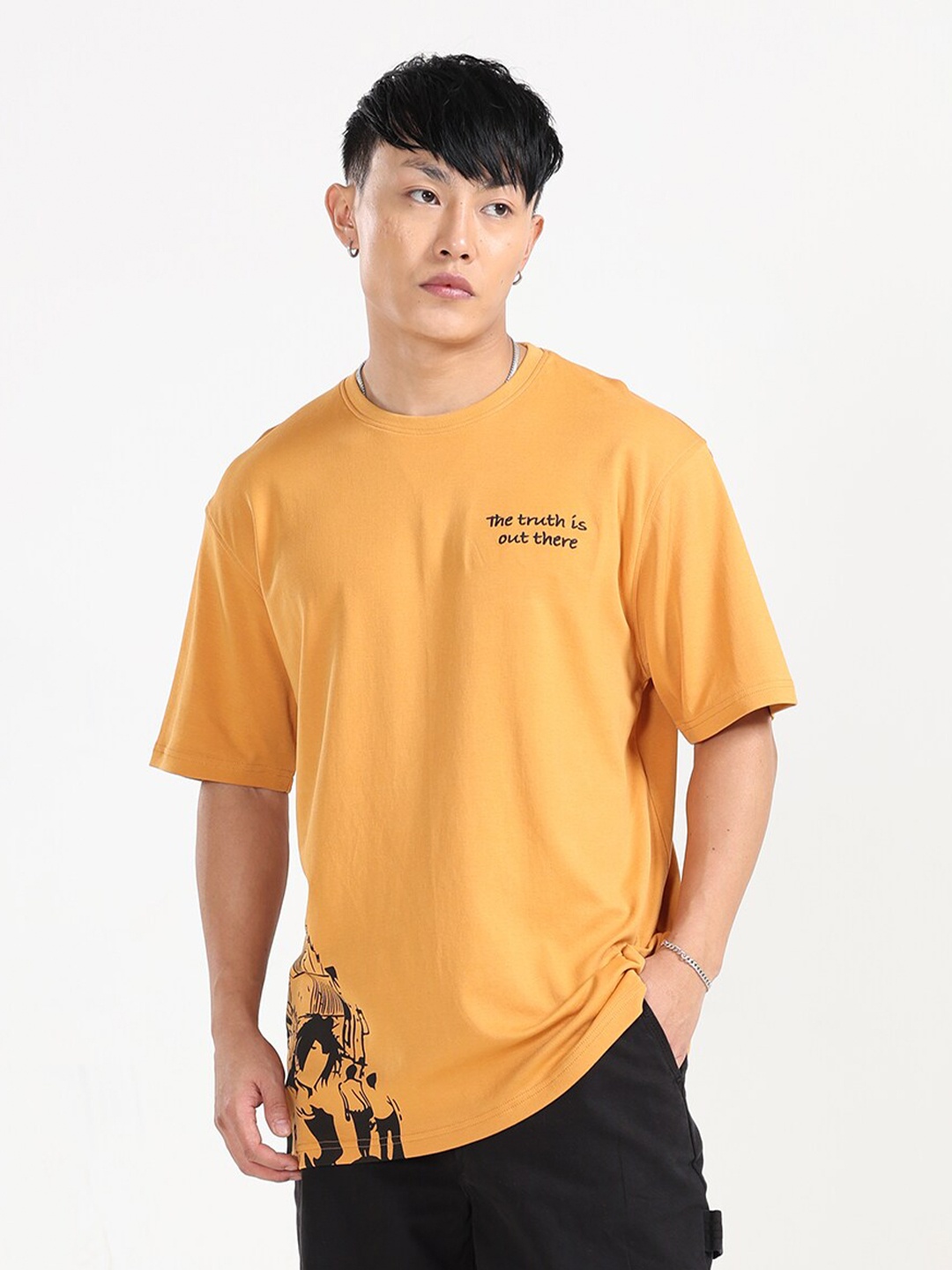 NoBiY People and Places Printed Drop-Shoulder Sleeves Bio Finish Pure Cotton T-shirt, Yellow
NoBiY People and Places Printed Drop-Shoulder Sleeves Bio Finish Pure Cotton T-shirt, Yellow