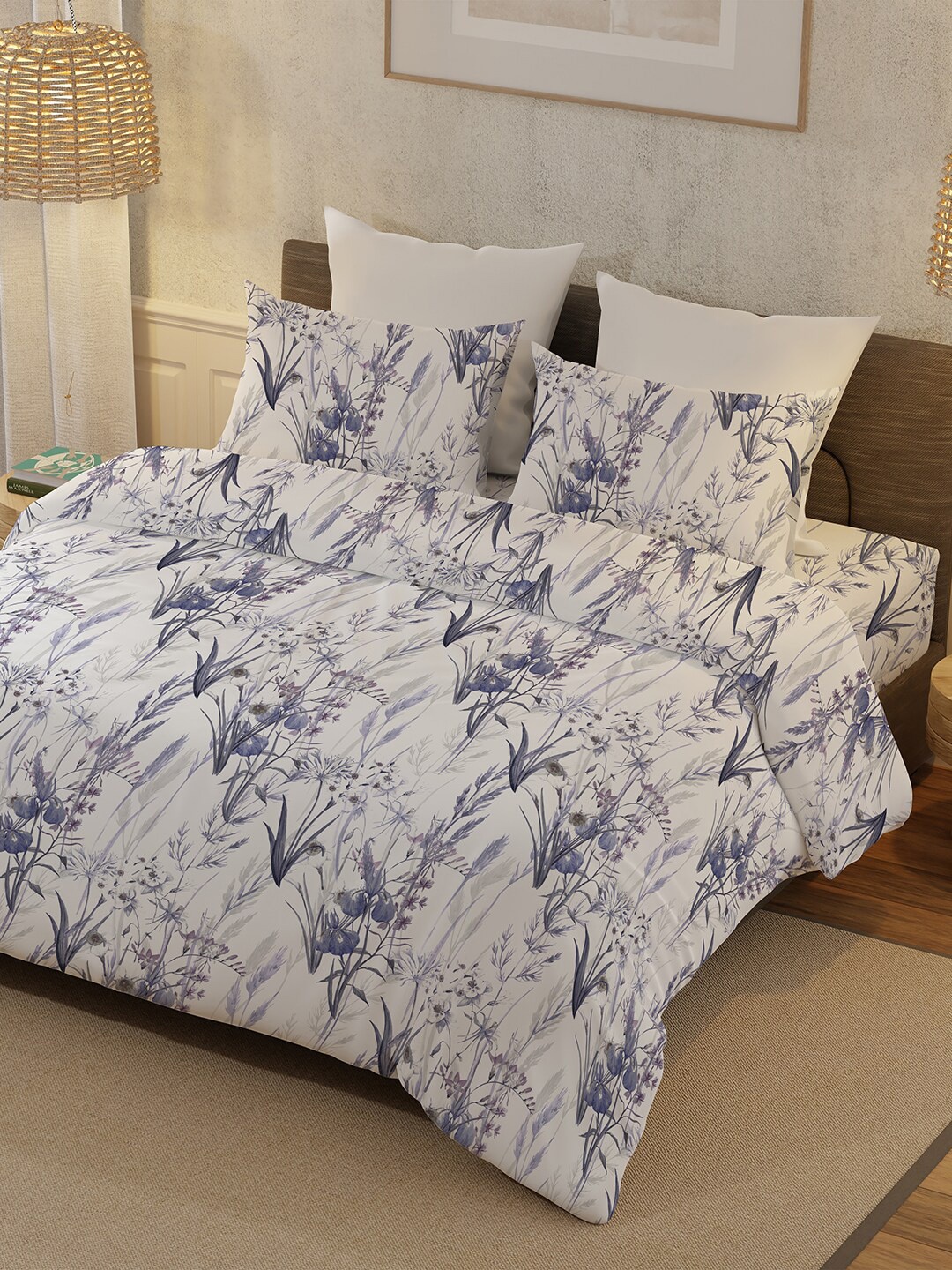 BELLA CASA Green & White Floral Printed Cotton 400 TC King Bedsheet With 2 Pillow Covers
BELLA CASA Green & White Floral Printed Cotton 400 TC King Bedsheet With 2 Pillow Covers