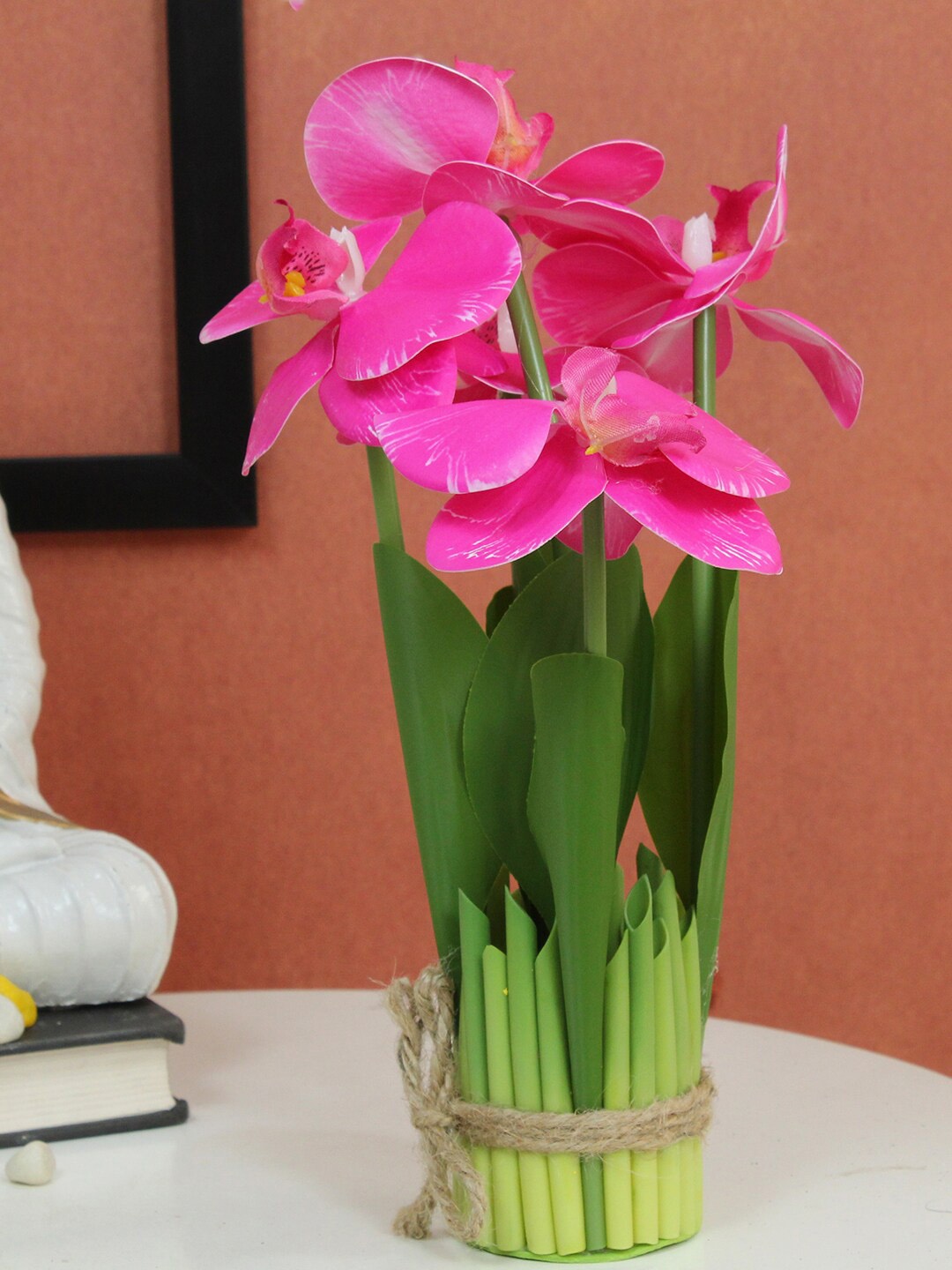 TIED RIBBONS Pink & Green Artificial Orchid Flowers & Plants