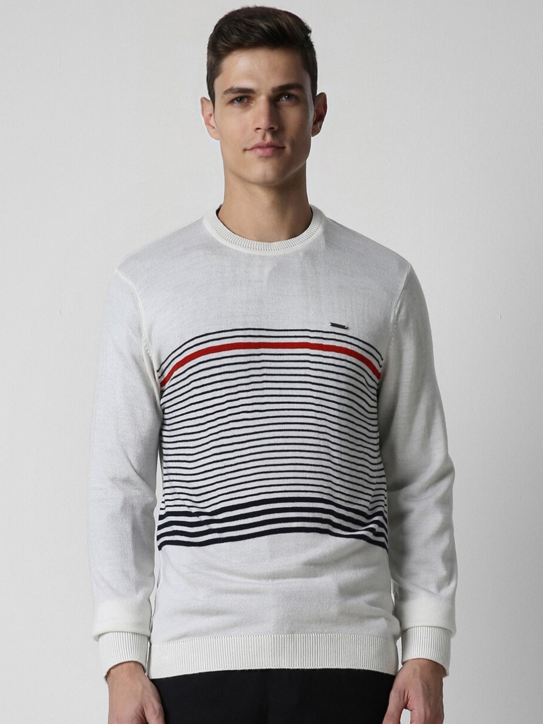 PETER ENGLAND UNIVERSITY Striped Crew Neck Pure Acrylic Pullover Sweater, White
PETER ENGLAND UNIVERSITY Striped Crew Neck Pure Acrylic Pullover Sweater, White