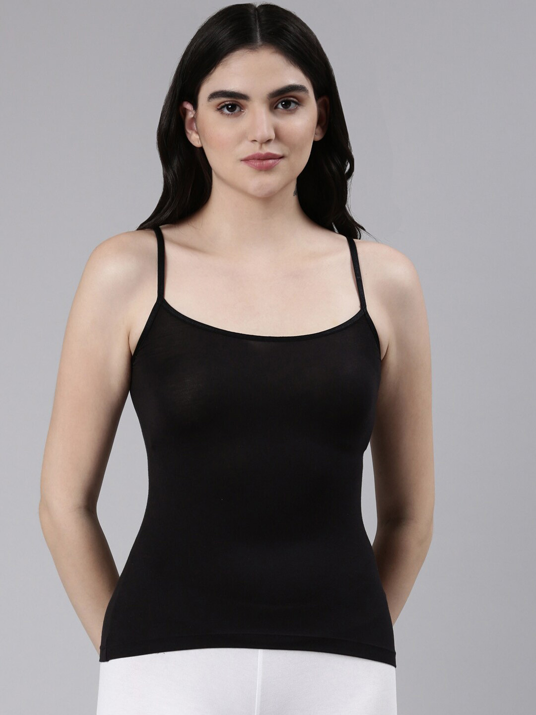FASO Shoulder Strap Non-Padded Camisole, Black 
FASO Shoulder Strap Non-Padded Camisole, Black