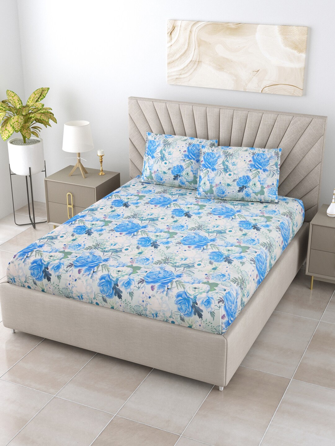 BOMBAY DYEING FLORENTINE Blue & White Cotton 144 TC Queen Bedsheet with 2 Pillow Covers
BOMBAY DYEING FLORENTINE Blue & White Cotton 144 TC Queen Bedsheet with 2 Pillow Covers