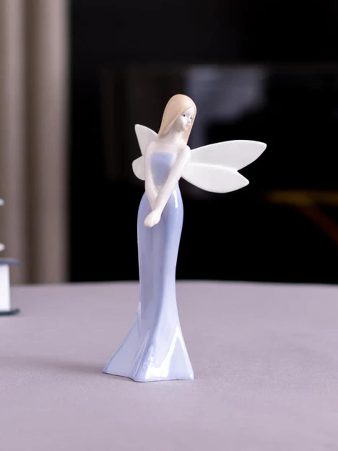 THEDECORKART White & Lavender Lady Fairy Figurine Showpiece