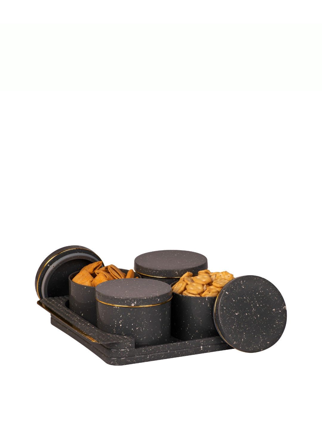 SELVEL Stonex Grey 4 Pieces Airtight Food Container With Lid & Serving Tray 430 ML Each
SELVEL Stonex Grey 4 Pieces Airtight Food Container With Lid & Serving Tray 430 ML Each