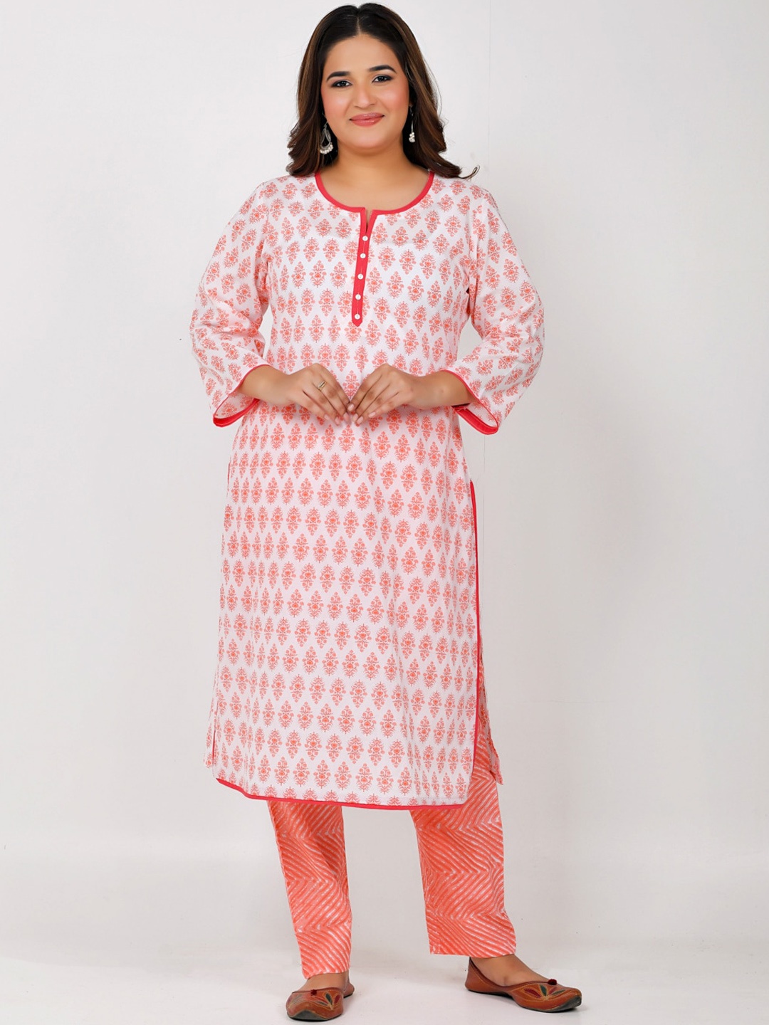 Jaipuriya Fab Private Limited Plus Size Ethnic Motifs Printed Pure Cotton Kurta Set, Coral
Jaipuriya Fab Private Limited Plus Size Ethnic Motifs Printed Pure Cotton Kurta Set, Coral