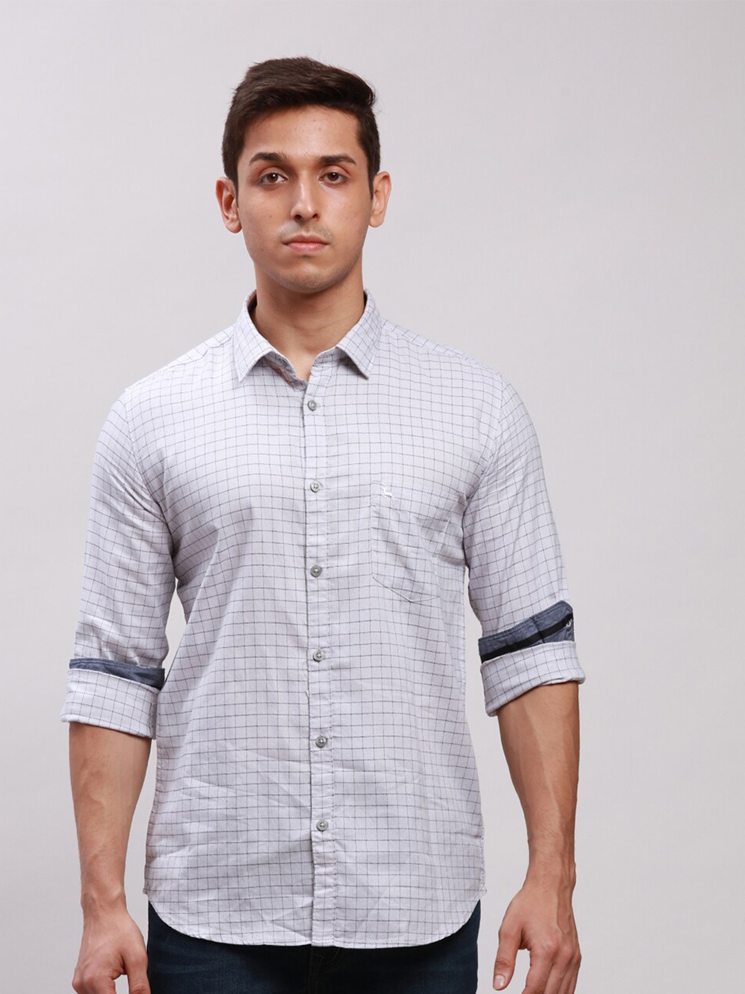 Parx Grid Tattersall Checks Spread Collar Long Sleeve Slim Fit Cotton Casual Shirt, Grey
Parx Grid Tattersall Checks Spread Collar Long Sleeve Slim Fit Cotton Casual Shirt, Grey