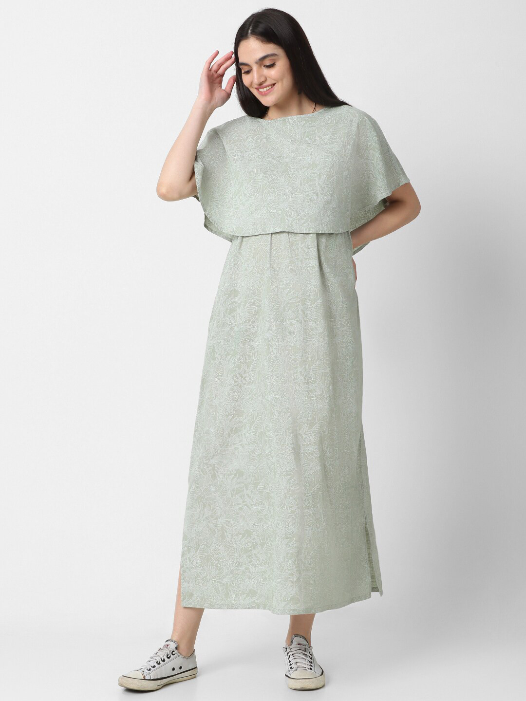 Mystere Paris Floral Printed Boat Neck Cotton Fit and Flare Maternity Dress, Green
Mystere Paris Floral Printed Boat Neck Cotton Fit and Flare Maternity Dress, Green