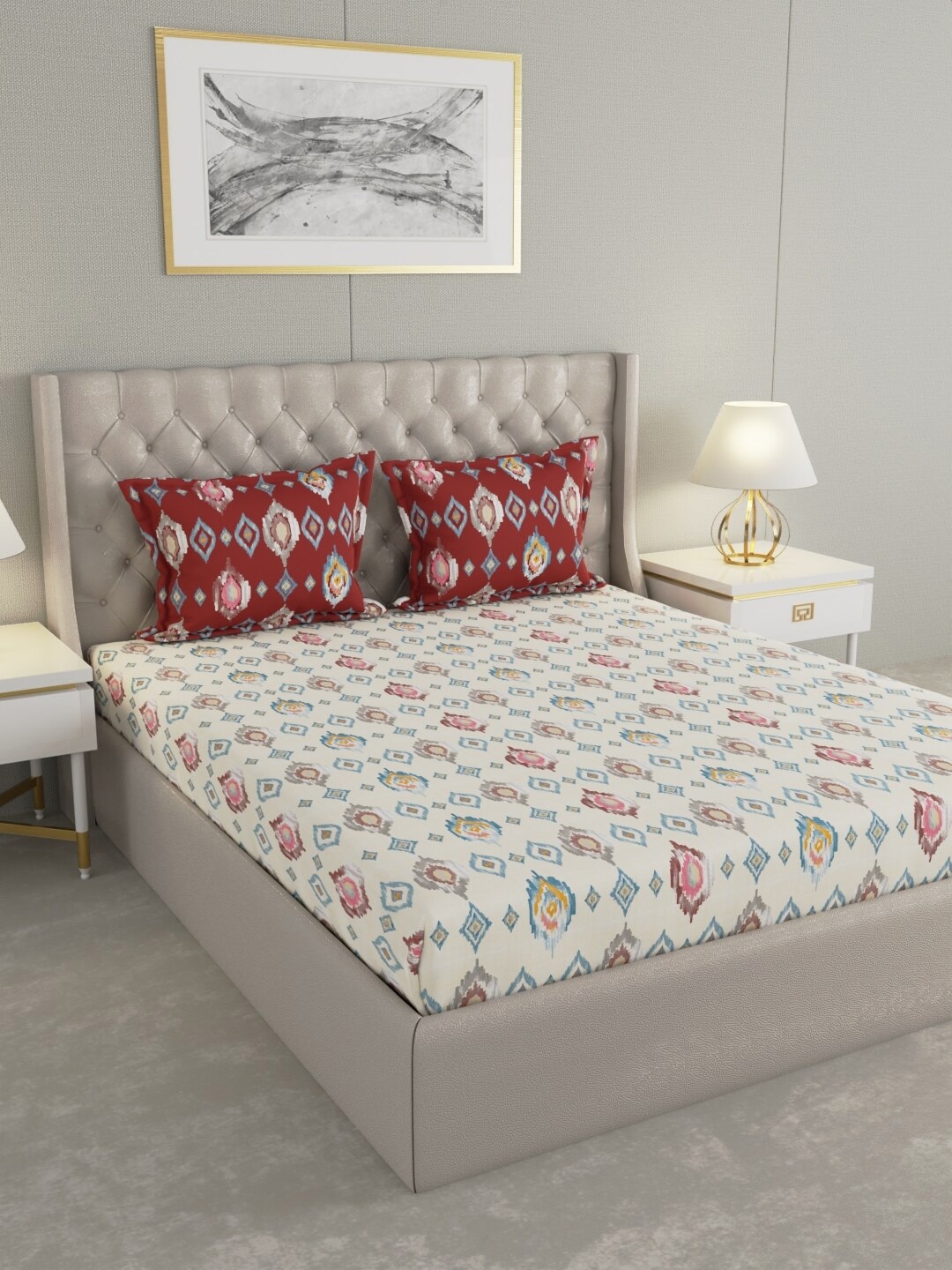 Raymond Home Beige Ethnic Motifs Pure Cotton144 TC Queen Bedsheet with 2 Pillow Covers
Raymond Home Beige Ethnic Motifs Pure Cotton144 TC Queen Bedsheet with 2 Pillow Covers