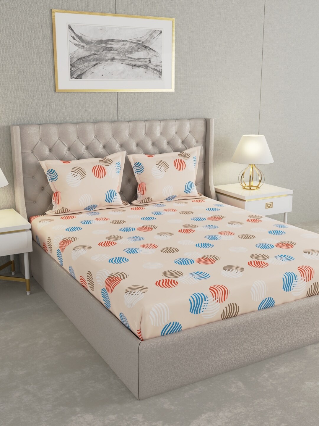 Raymond Home Cream Coloured Geometric Cotton 104 TC Queen Bedsheet with 2 Pillow Covers
Raymond Home Cream Coloured Geometric Cotton 104 TC Queen Bedsheet with 2 Pillow Covers