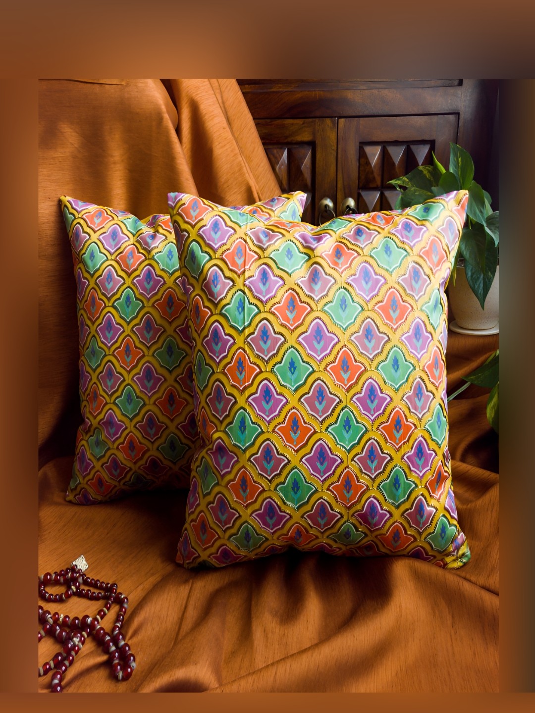 Frills and More Home Carnival Yellow & Purple Embroidered Silk Square Cushion Covers
Frills and More Home Carnival Yellow & Purple Embroidered Silk Square Cushion Covers