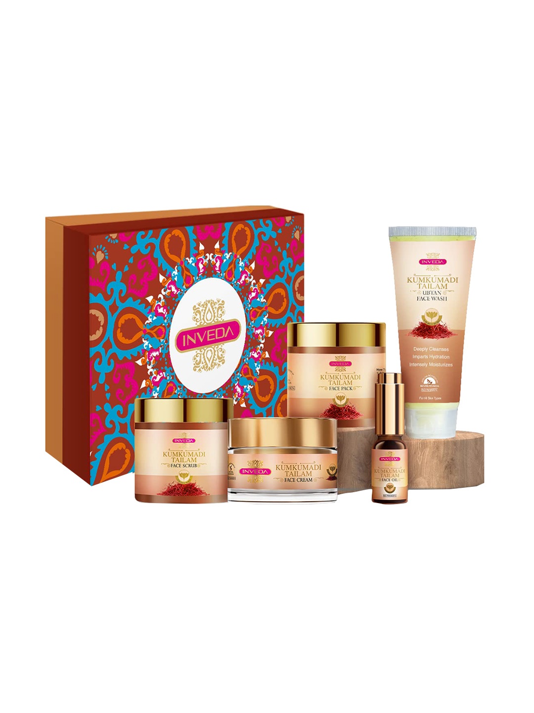 Inveda Set Of 5 Kumkumadi Tailam Face Wash+Face Pack+Face Cream+Face Scrub+Face Oil, Beige
Inveda Set Of 5 Kumkumadi Tailam Face Wash+Face Pack+Face Cream+Face Scrub+Face Oil, Beige