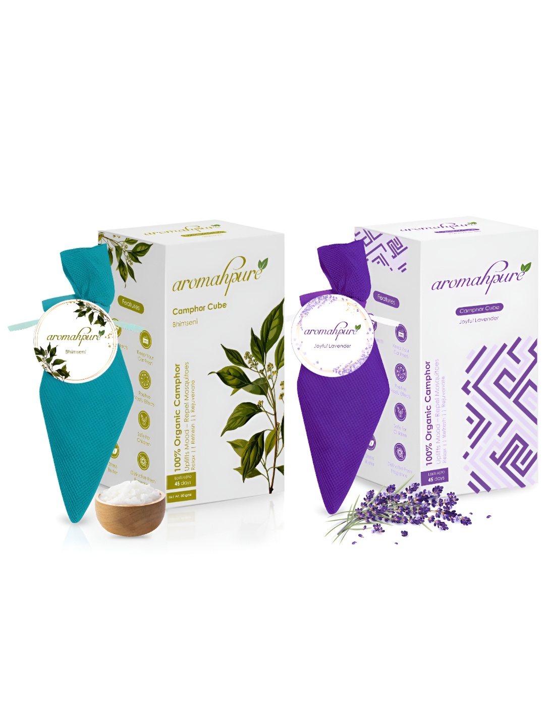 Aromahpure Blue & Green 2 Pieces Lavender & Bhimseni Camphor Cube Home Fragrances
Aromahpure Blue & Green 2 Pieces Lavender & Bhimseni Camphor Cube Home Fragrances
