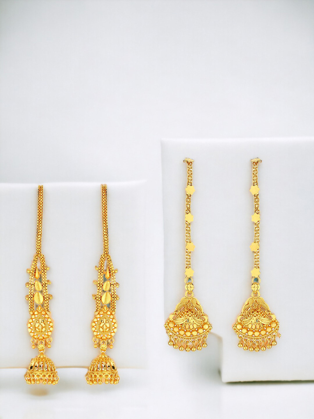 Goldnera Gold-Plated Beads Beaded Dome Shaped Jhumkas With Attached Chain 
Goldnera Gold-Plated Beads Beaded Dome Shaped Jhumkas With Attached Chain