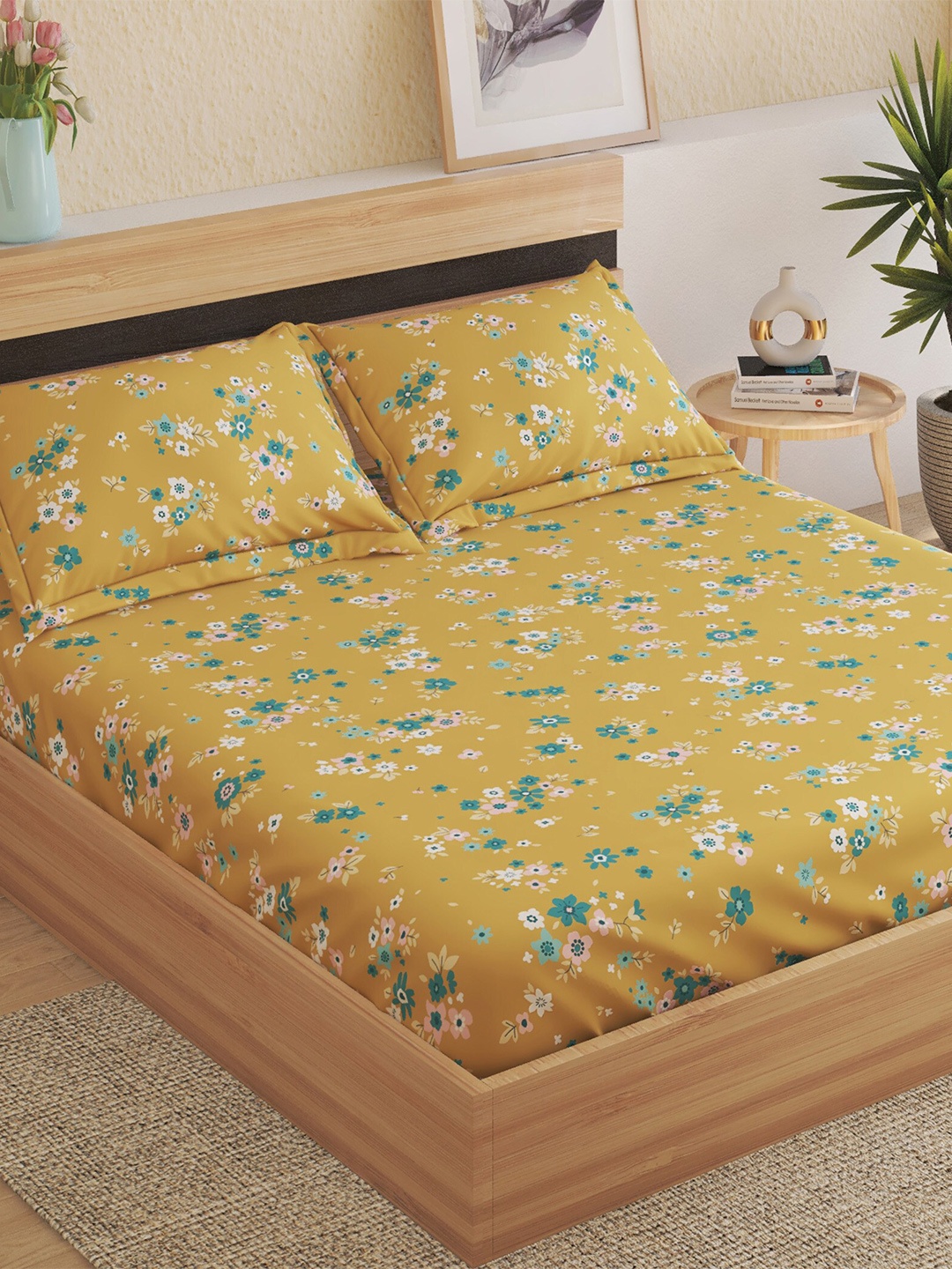 Home Centre Yellow & Pink Floral Cotton 150 TC Fitted Queen Bedsheet with 2 Pillow Covers
Home Centre Yellow & Pink Floral Cotton 150 TC Fitted Queen Bedsheet with 2 Pillow Covers