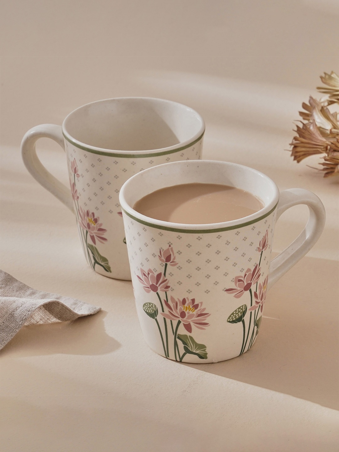 Home Centre Corsica Kamal White & Green 2 Pieces Floral Stoneware Matte Mugs 320ml Each
Home Centre Corsica Kamal White & Green 2 Pieces Floral Stoneware Matte Mugs 320ml Each
