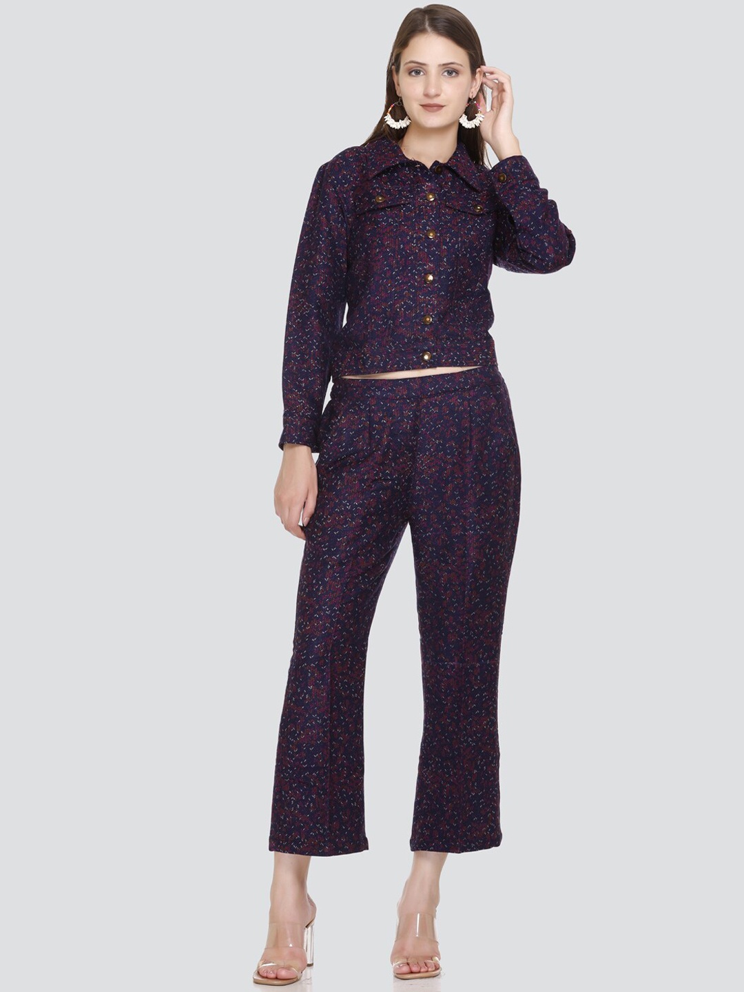 HOUSE OF KIRNA'S WITH LOGO OF HOK Self Design Acrylic Shirt With Trousers, Navy blue
HOUSE OF KIRNA'S WITH LOGO OF HOK Self Design Acrylic Shirt With Trousers, Navy blue