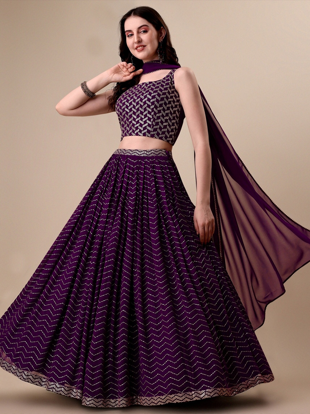 KALINI Embroidered Sequinned Semi-Stitched Lehenga & Unstitched Blouse With Dupatta, Purple
KALINI Embroidered Sequinned Semi-Stitched Lehenga & Unstitched Blouse With Dupatta, Purple