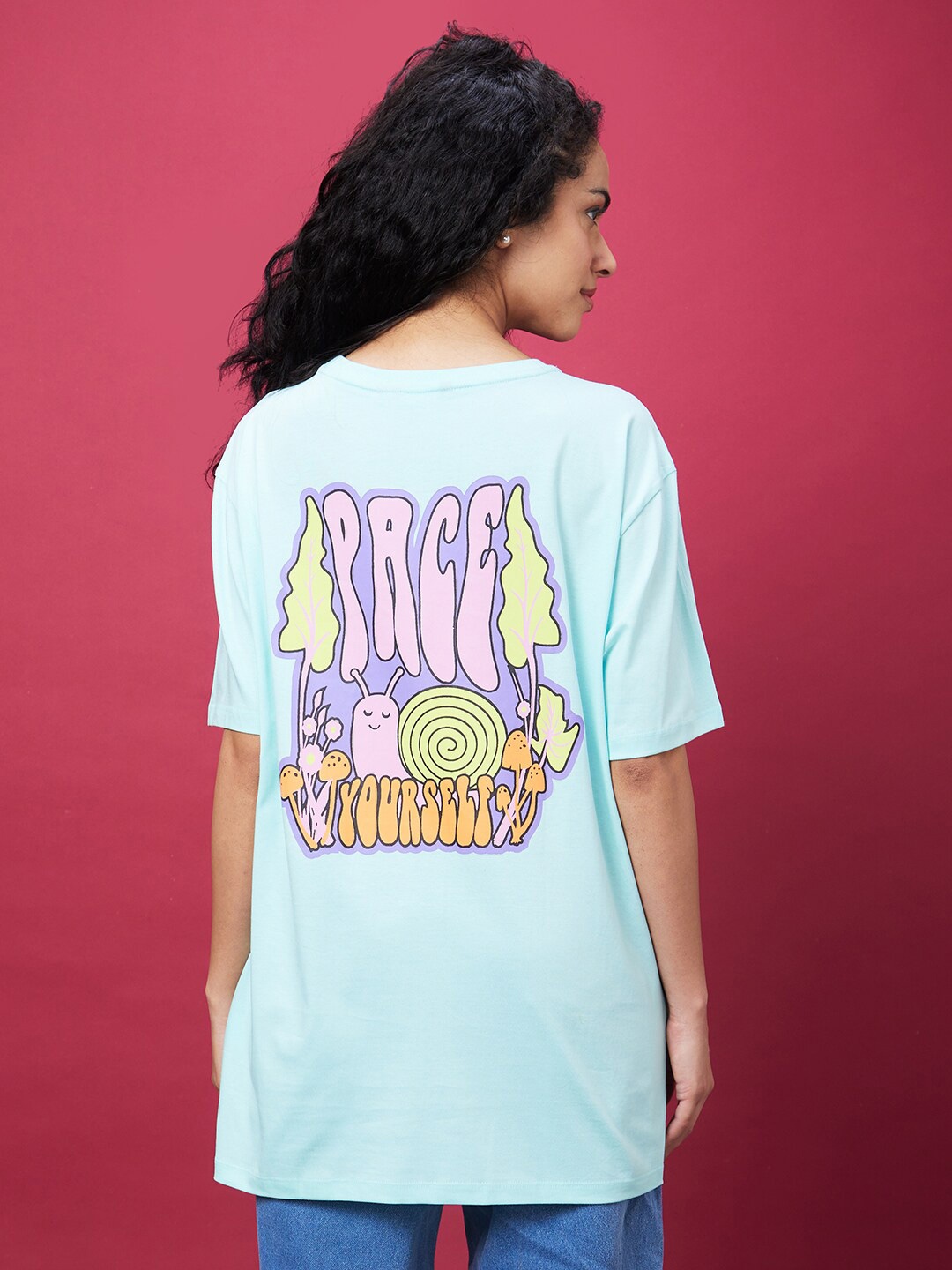 Globus Graphic Printed Drop Shoulder Sleeves Oversized Cotton Longline T-shirt, Sea green
Globus Graphic Printed Drop Shoulder Sleeves Oversized Cotton Longline T-shirt, Sea green