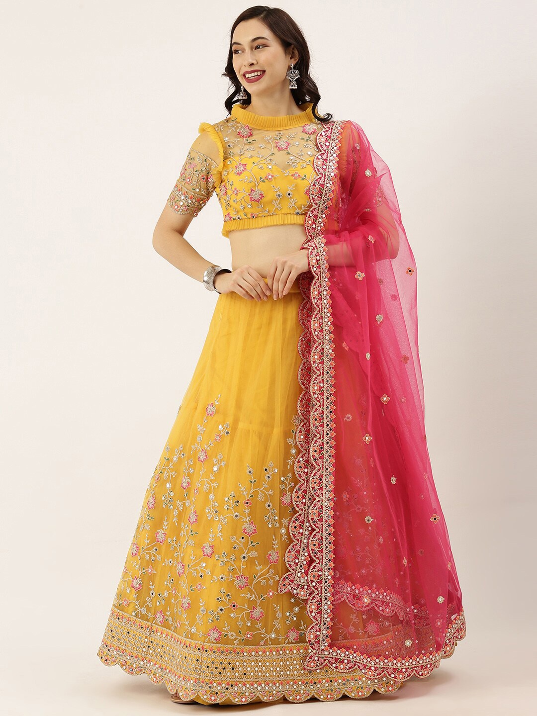 VAANI CREATION Embroidered Semi-Stitched Lehenga & Unstitched Blouse With Dupatta, Mustard
VAANI CREATION Embroidered Semi-Stitched Lehenga & Unstitched Blouse With Dupatta, Mustard