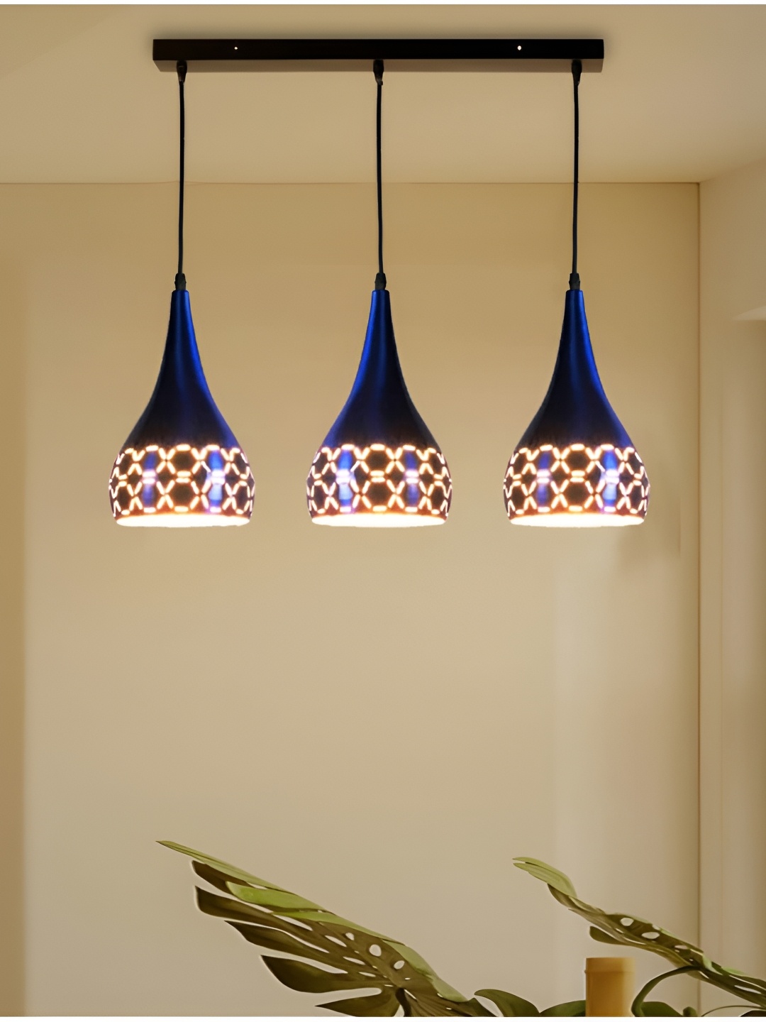 GreyWings Blue Colourblocked Aluminium Contemporary Ceiling Lamp