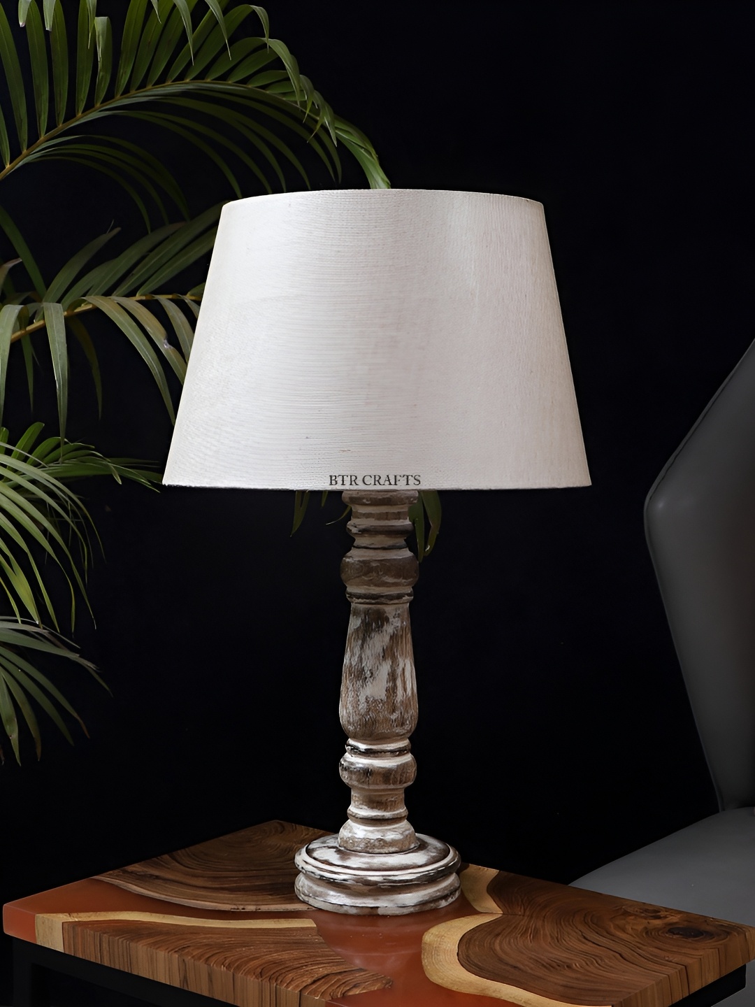 BTR CRAFTS Khaki & White Textured Frustum Shaped Wooden Table Lamp with Adjustable Cord
BTR CRAFTS Khaki & White Textured Frustum Shaped Wooden Table Lamp with Adjustable Cord