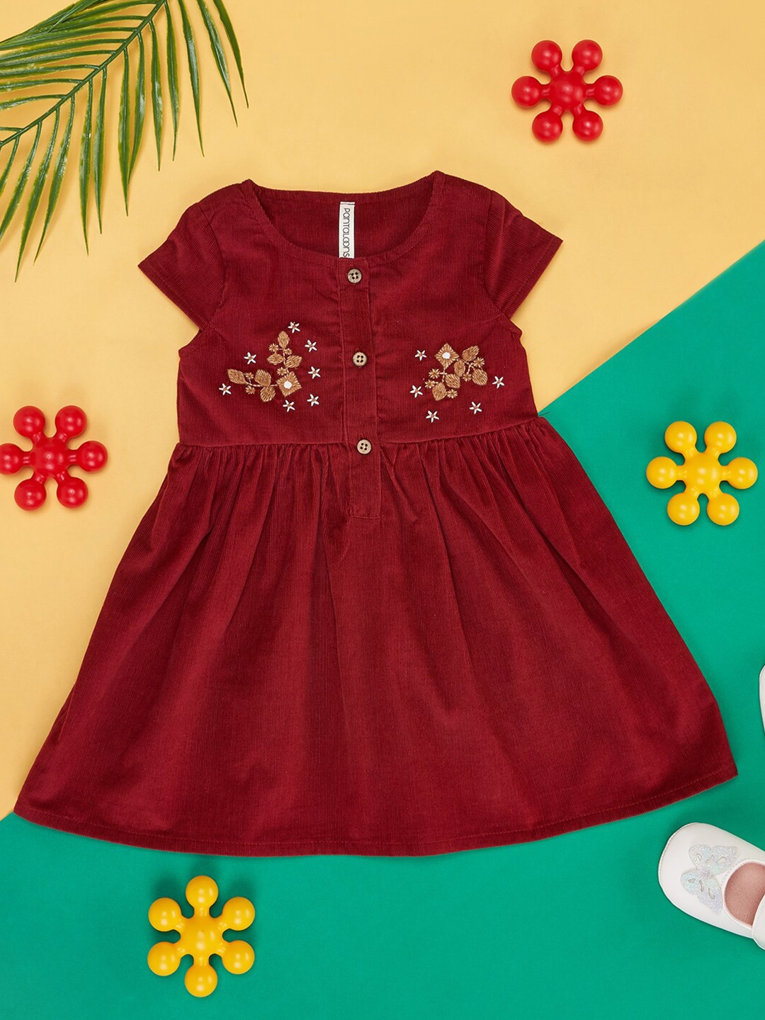 Pantaloons Baby Infant Girls Floral Embroidered Cap Sleeves Cotton A-Line Dress, Maroon
Pantaloons Baby Infant Girls Floral Embroidered Cap Sleeves Cotton A-Line Dress, Maroon