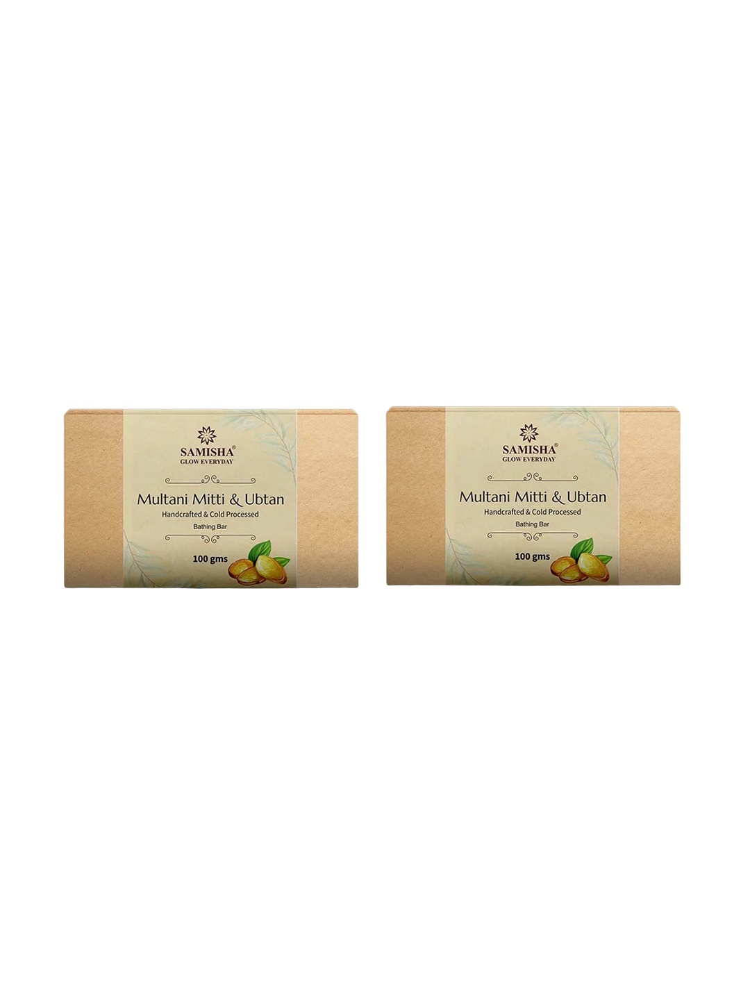 SAMISHA Set Of 2 Multani Mitti & Ubtan Handcrafted & Cold Pressed Bathing Bar - 100g Each, Beige
SAMISHA Set Of 2 Multani Mitti & Ubtan Handcrafted & Cold Pressed Bathing Bar - 100g Each, Beige