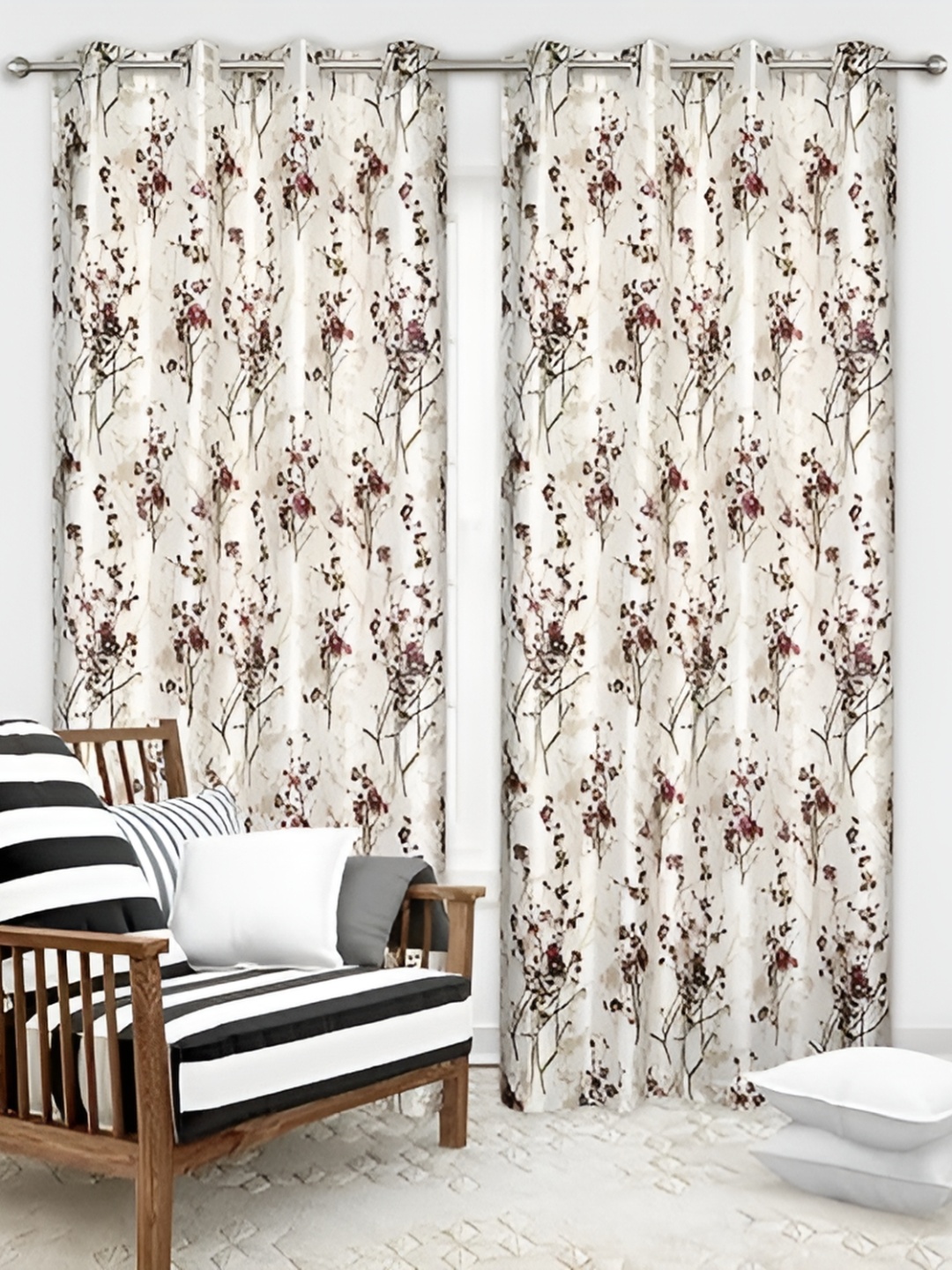 Yes Cart Home Pink 2 Pieces Floral Room Darkening Window Curtains