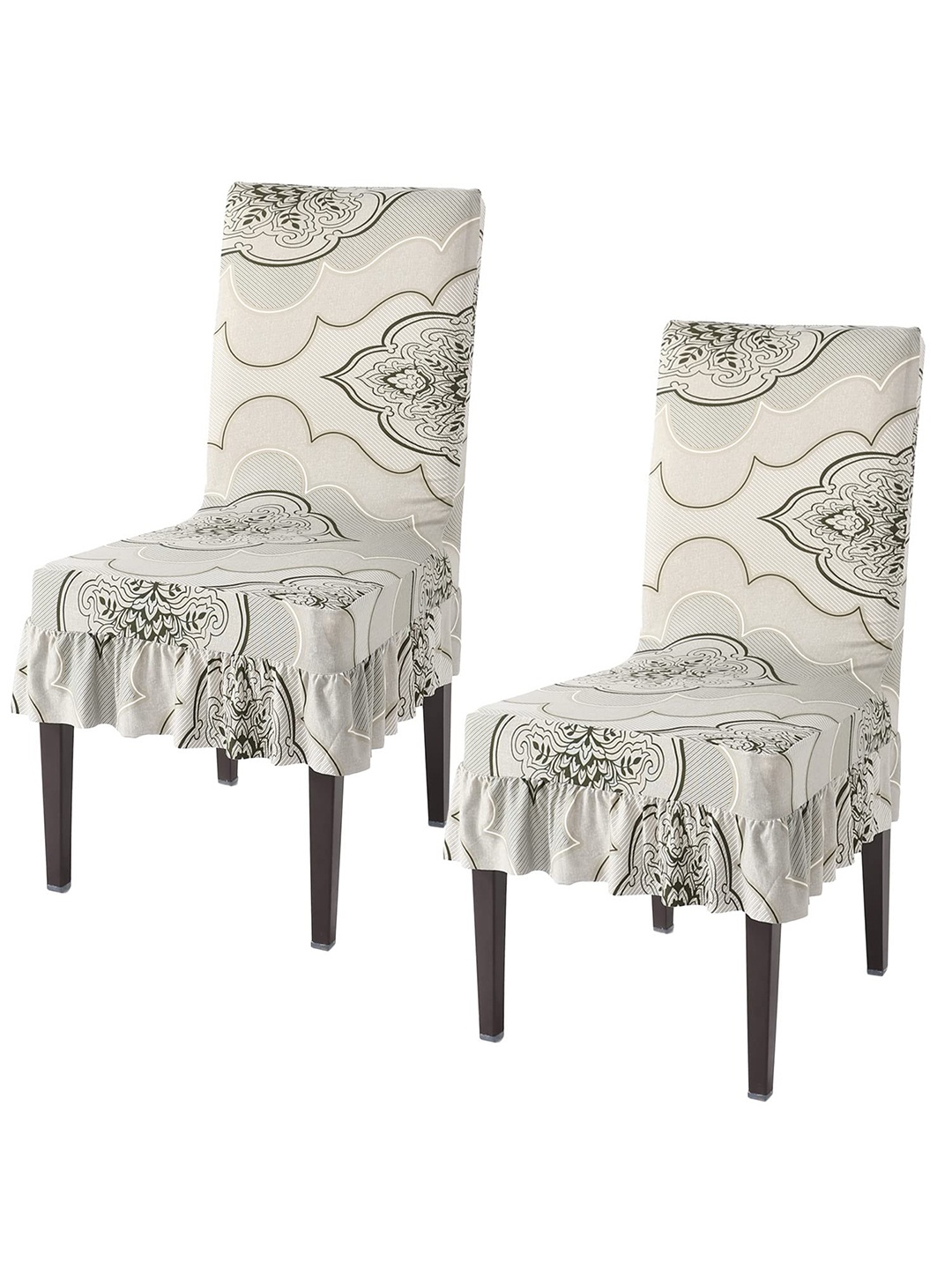 HOKIPO Off White & Black 2 Pieces Printed Stretchable Frill Chair Covers
HOKIPO Off White & Black 2 Pieces Printed Stretchable Frill Chair Covers