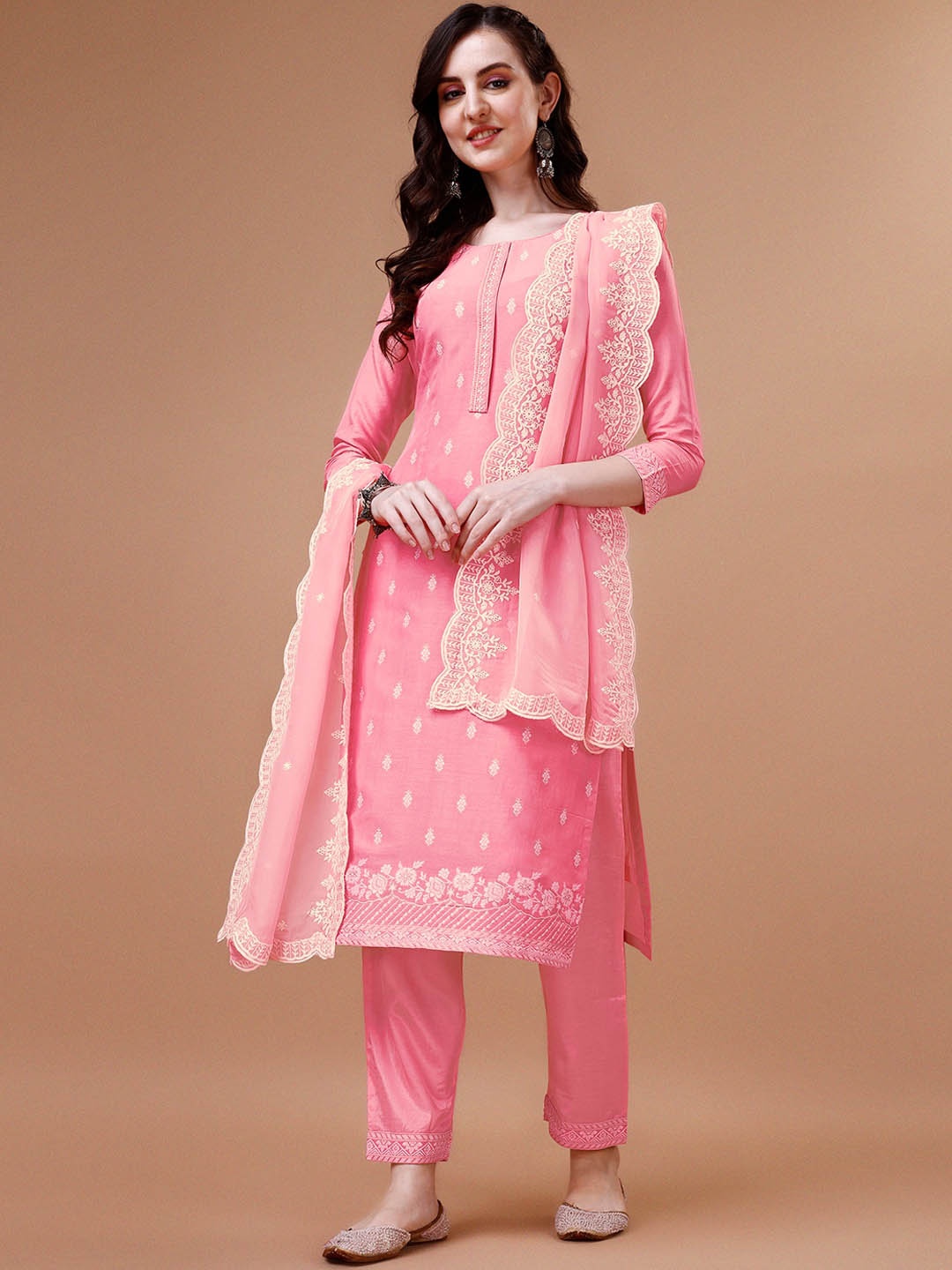 Seerat Ethnic Motifs Woven Design Thread Work Regular Kurta with Trousers & With Dupatta, Pink
Seerat Ethnic Motifs Woven Design Thread Work Regular Kurta with Trousers & With Dupatta, Pink