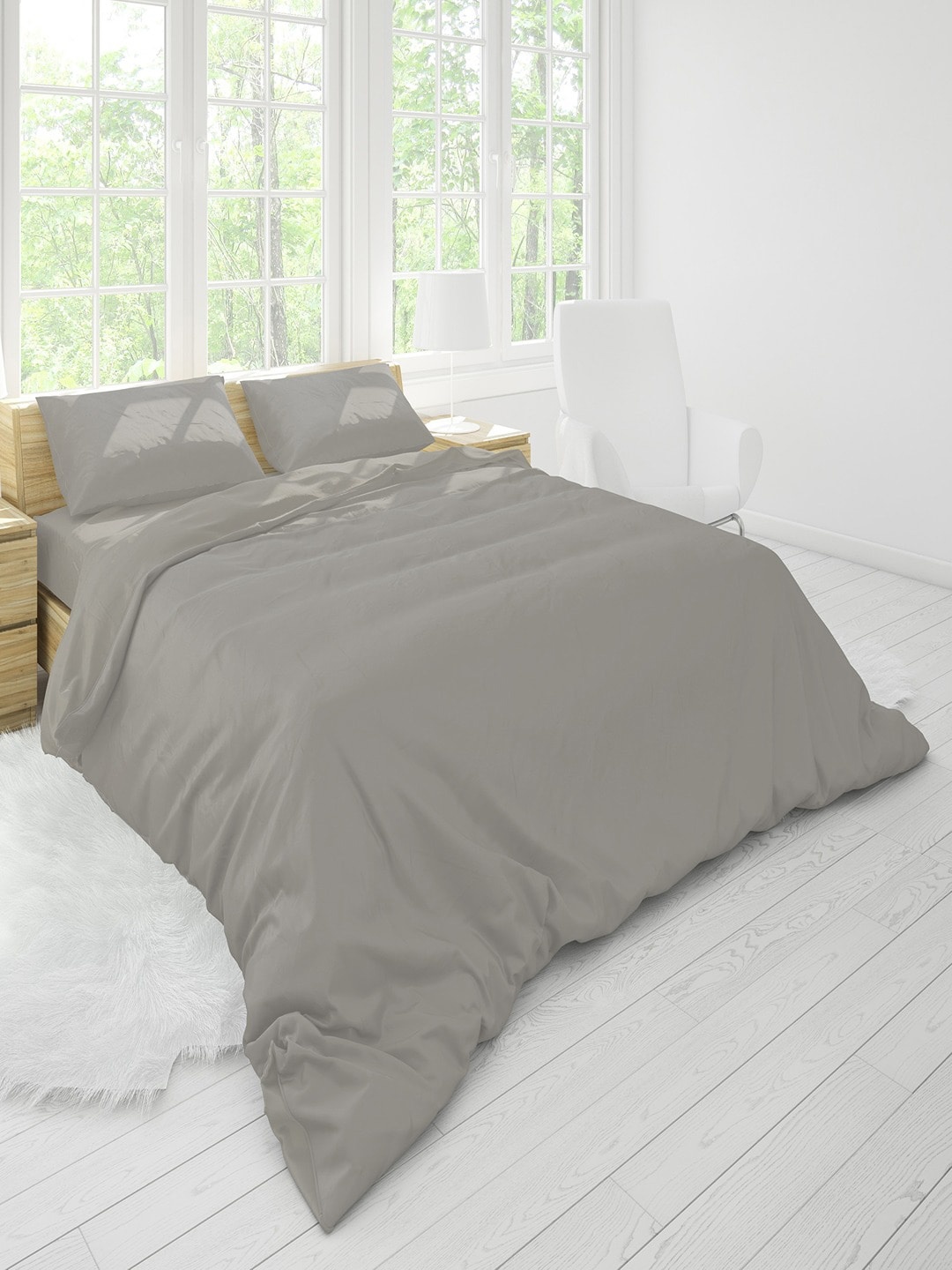 Himeya Grey Pure Cotton 200 TC Single Duvet Cover