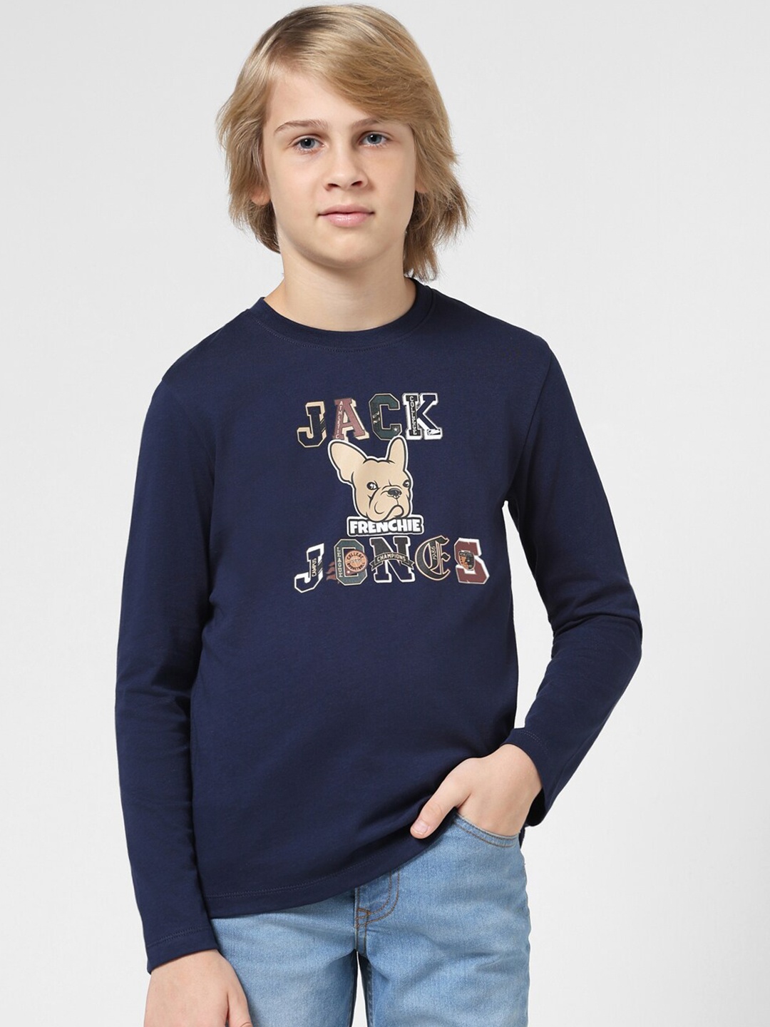 Jack & Jones Junior Boys Graphic Printed Round Neck Cotton Regular T-shirt, Navy blue
Jack & Jones Junior Boys Graphic Printed Round Neck Cotton Regular T-shirt, Navy blue