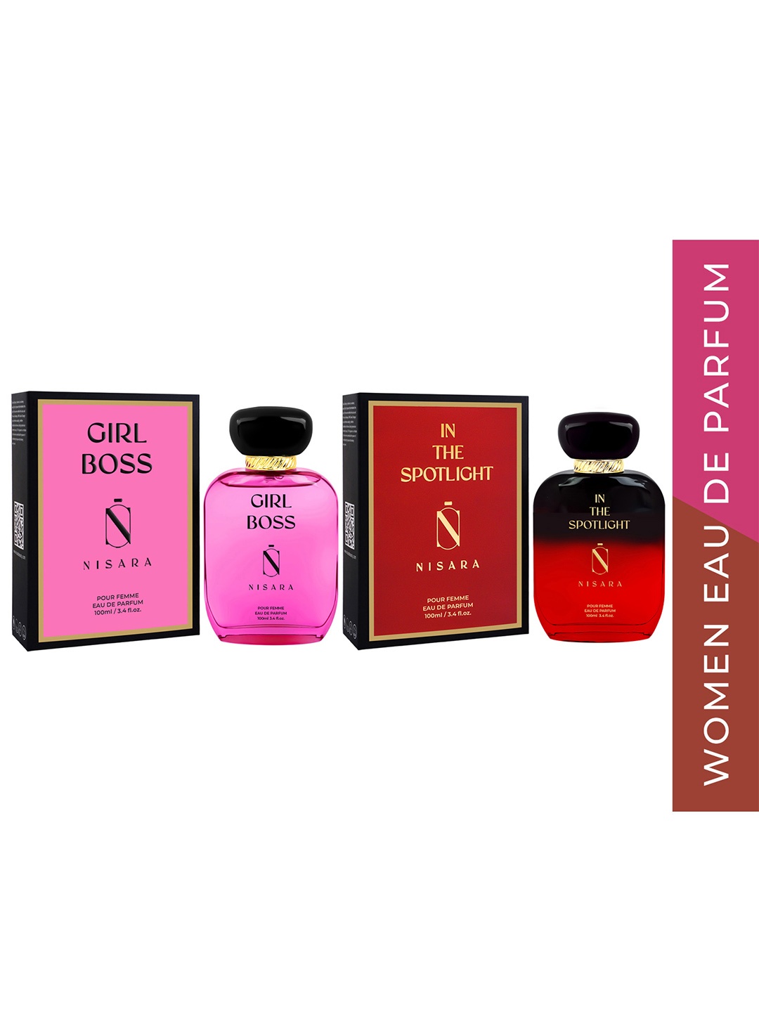 NISARA Women Set of Girl Boss & In The Spotlight Long Lasting Eau De Parfum - 100 ml each, Red
NISARA Women Set of Girl Boss & In The Spotlight Long Lasting Eau De Parfum - 100 ml each, Red
