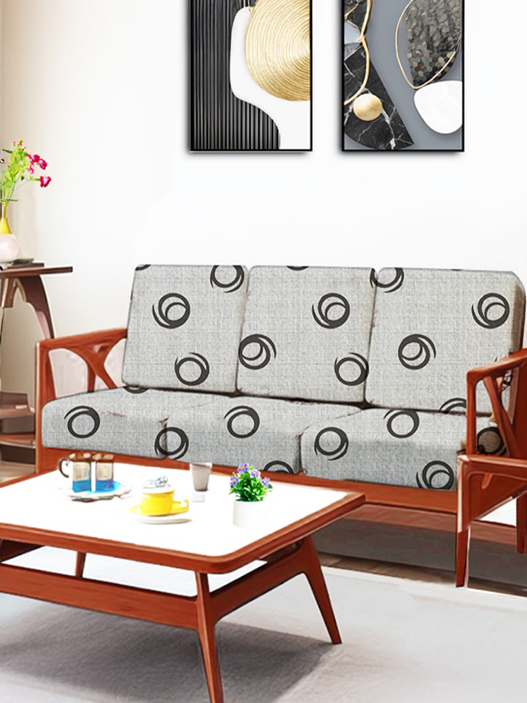 ohello 6 Pcs Grey & Black Stretchable Elasticated Printed Polyester Sofa Seat Covers
ohello 6 Pcs Grey & Black Stretchable Elasticated Printed Polyester Sofa Seat Covers